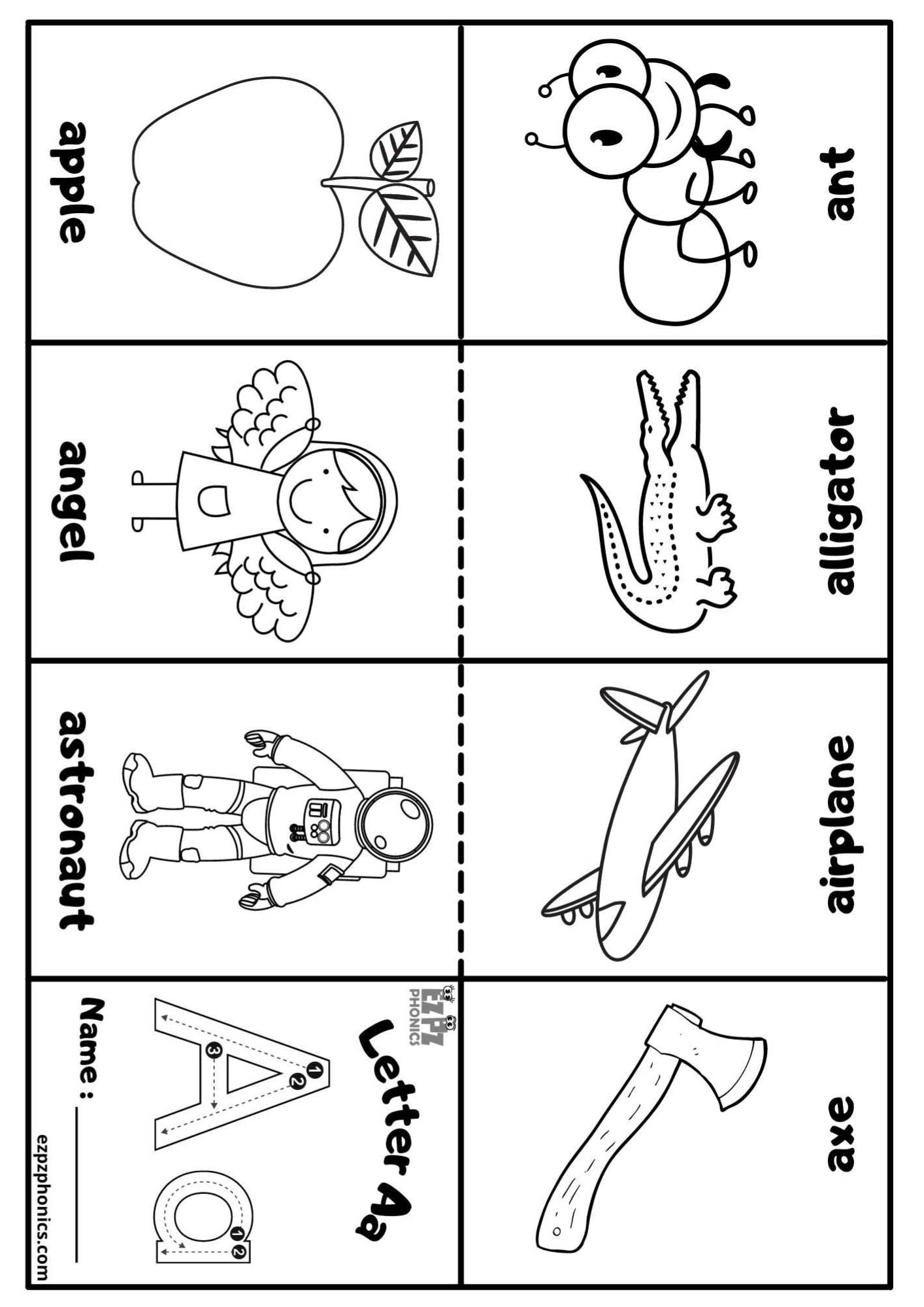 Letter a Mini Coloring Book Free Printable PDF - ezpzphonics.com