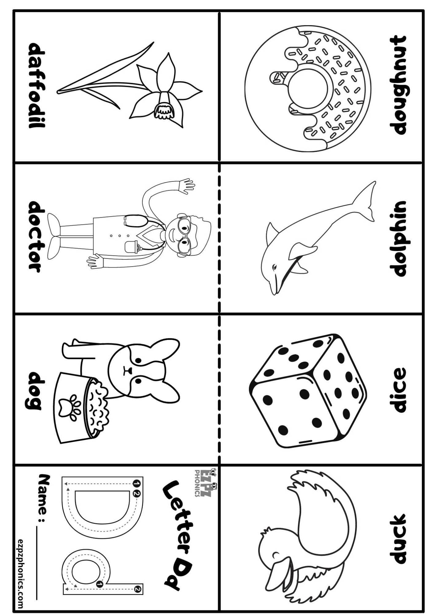 Letter D Mini Coloring Book Free Printable PDF - ezpzphonics.com