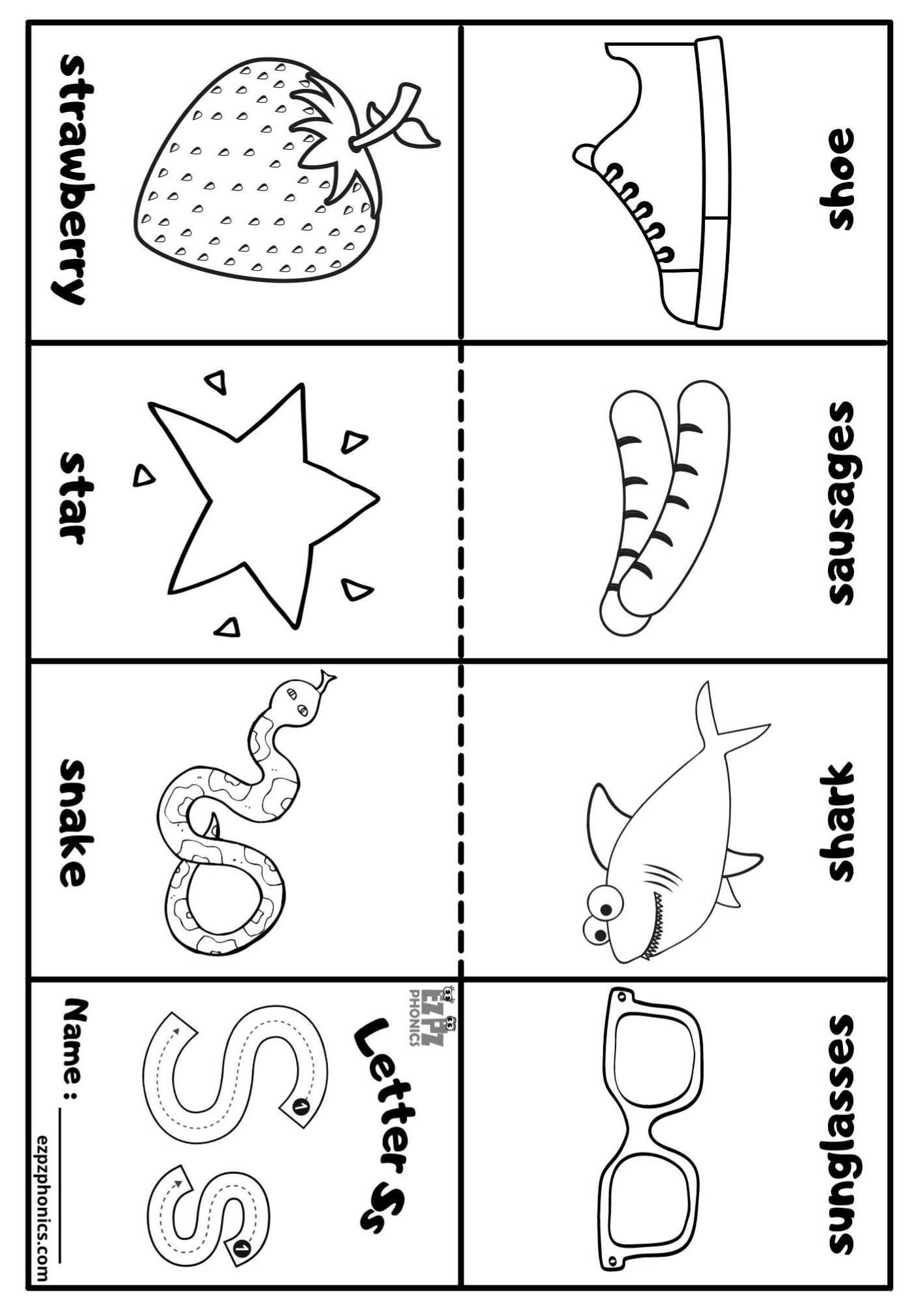 Letter S Mini Coloring Book Free Printable PDF - ezpzphonics.com