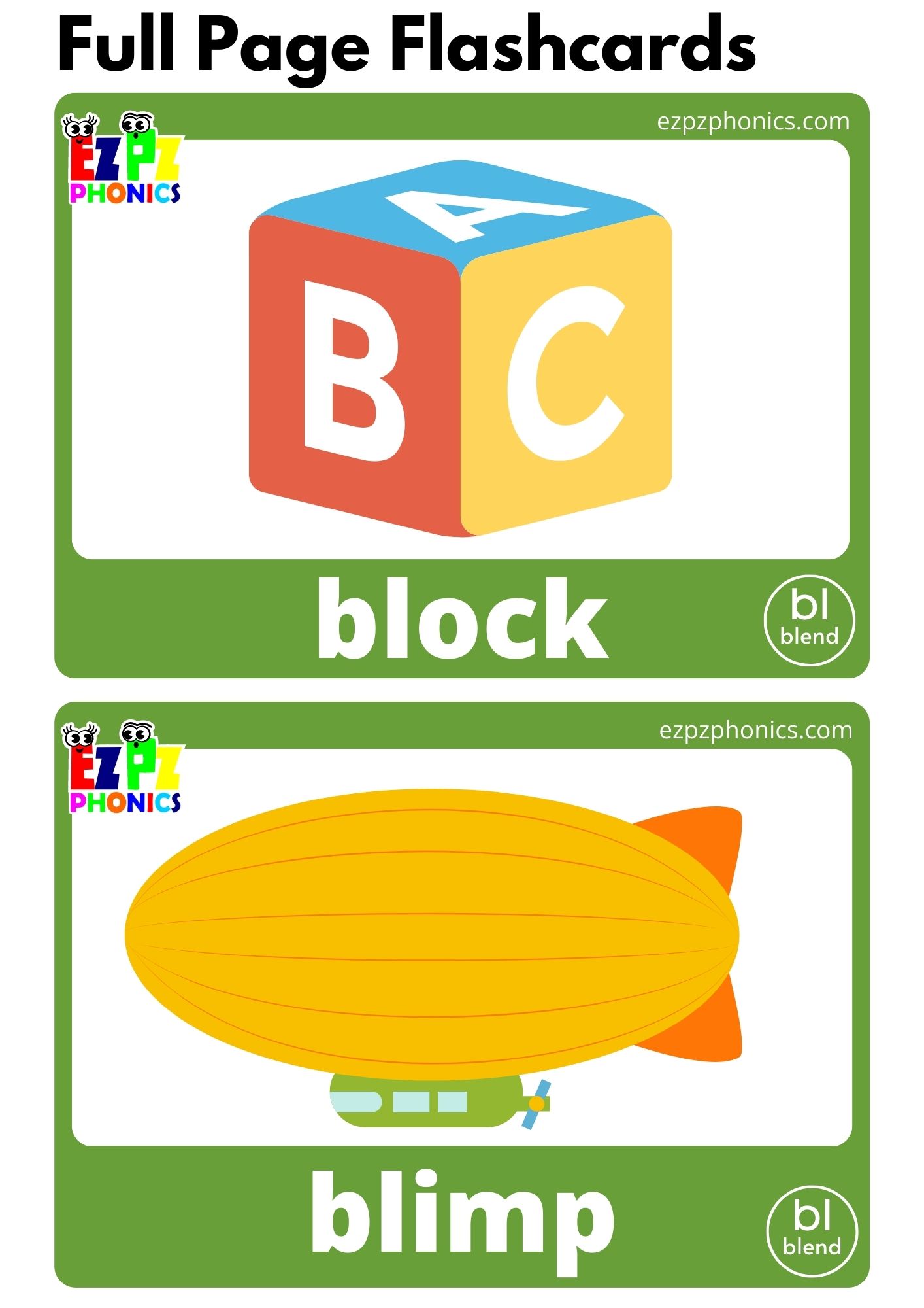 BL Blends Phonics Flashcards with Images and Words Download Free ...