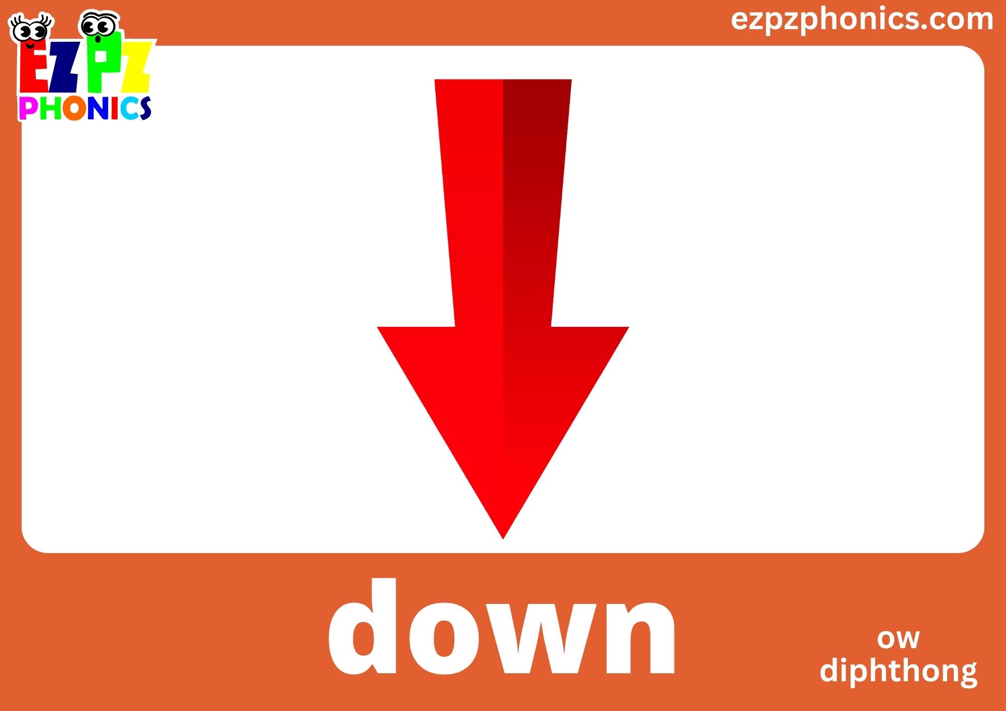 OW Diphthong Words Phonics Flashcards with Images and Words Free ...