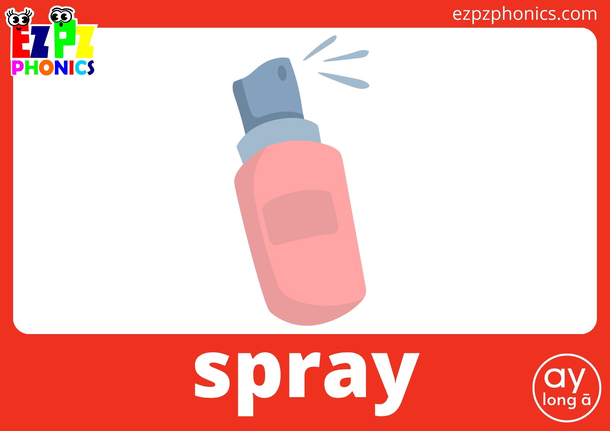 Words That Rythms With Spray ay Words Long A Vowel Sounds Flashcards with Words and Free PDF ...