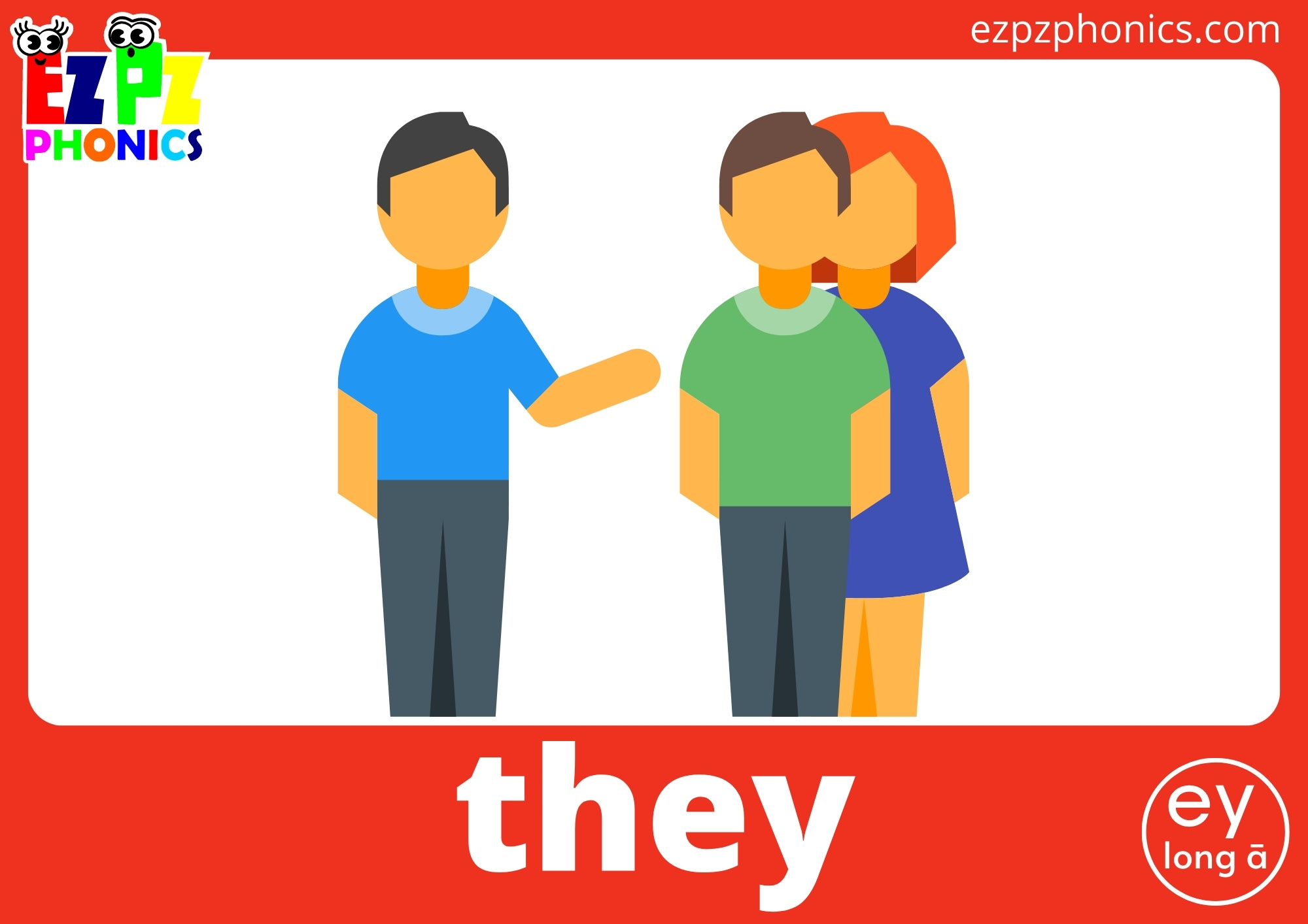 ey Words Long A Vowel Phonics Flashcards - ezpzphonics.com