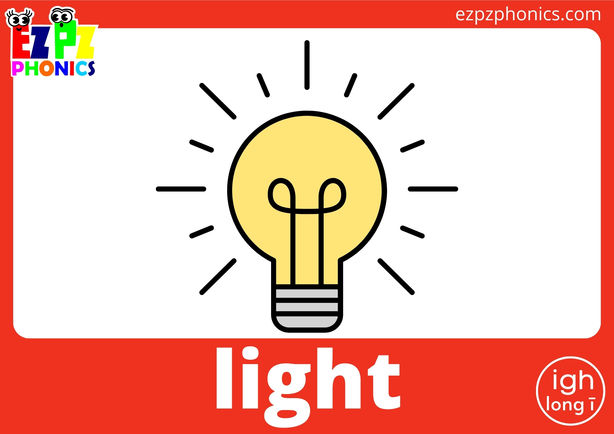 igh Words Long I Vowel Phonics Flashcards - ezpzphonics.com