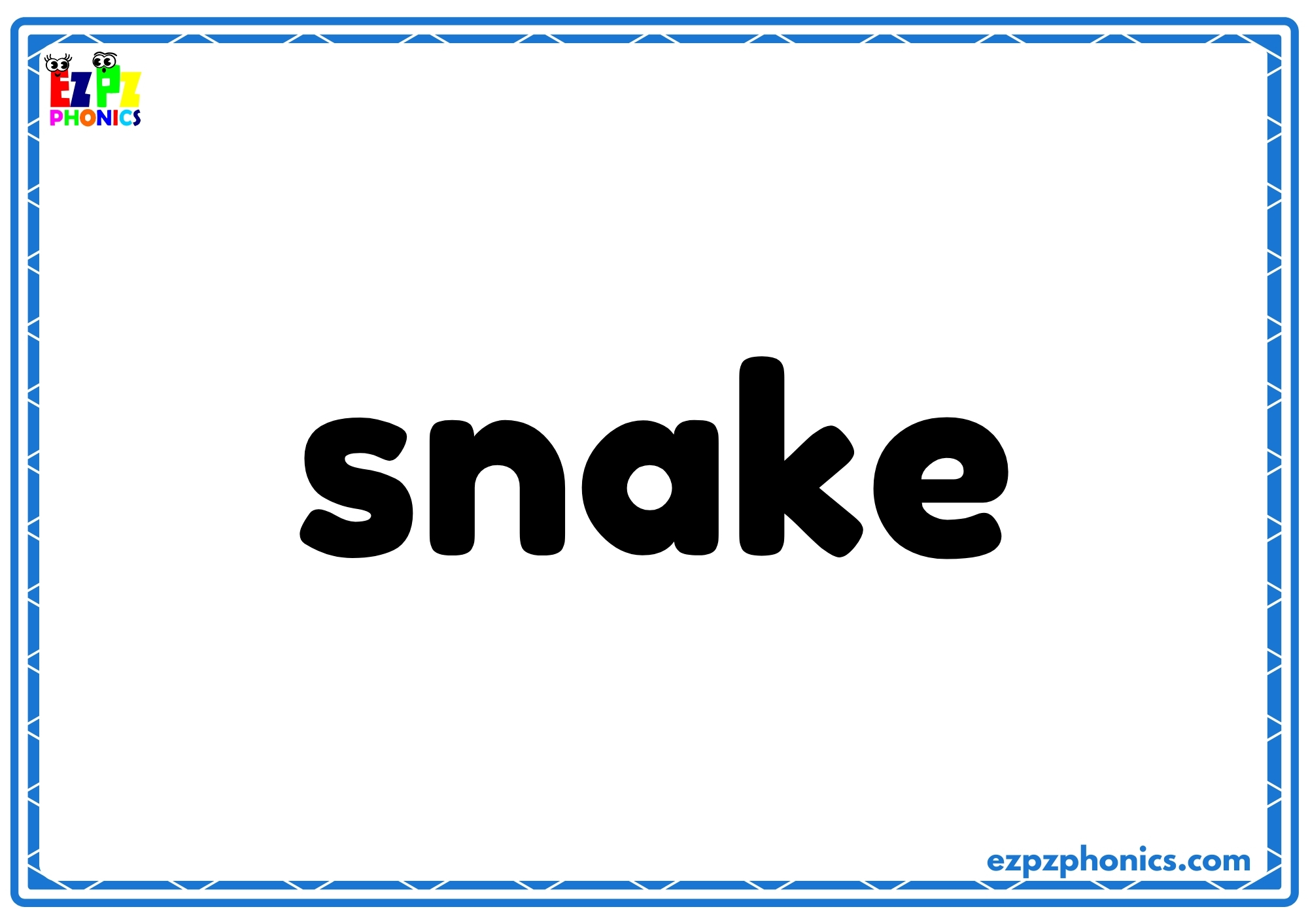 Word Card Snake Pets Flashcards Words on the Back for Easy Learning, Free PDF Download ...