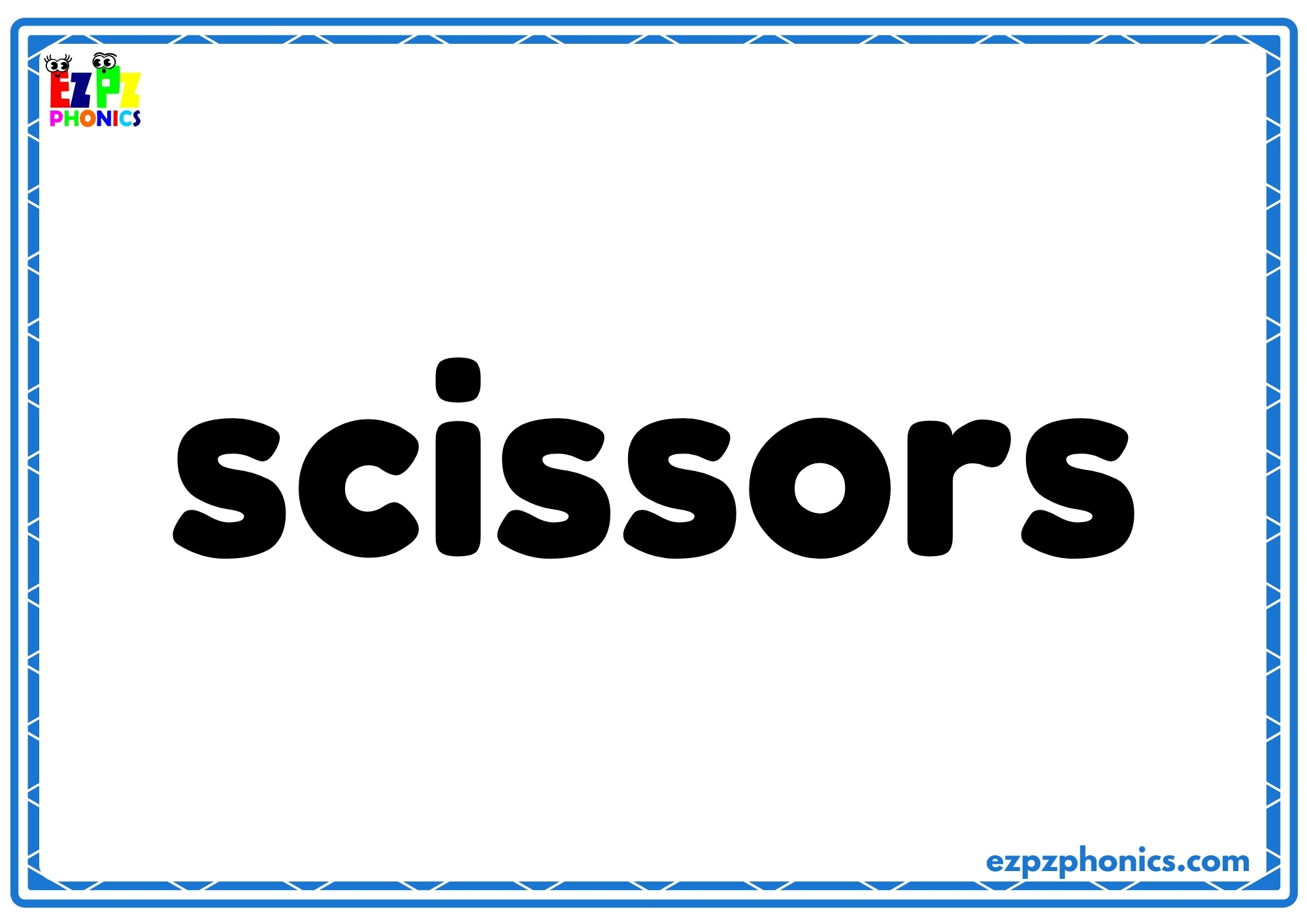 Scissors Flash Cards Classroom Objects Flashcards for Kids (PDF Download) - ezpzphonics.com