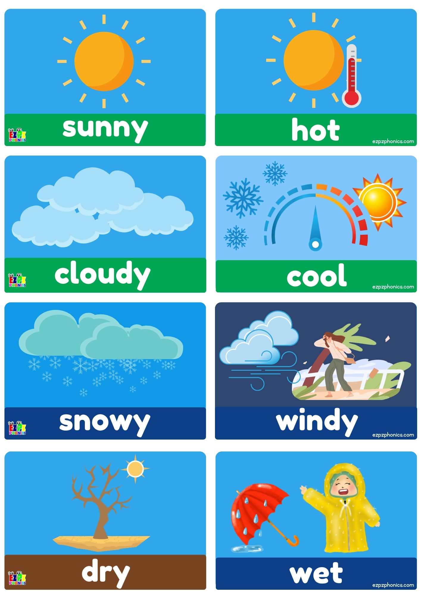 Weather Mini Flashcards for Kids – Compact Learning Fun! PDF Download ...