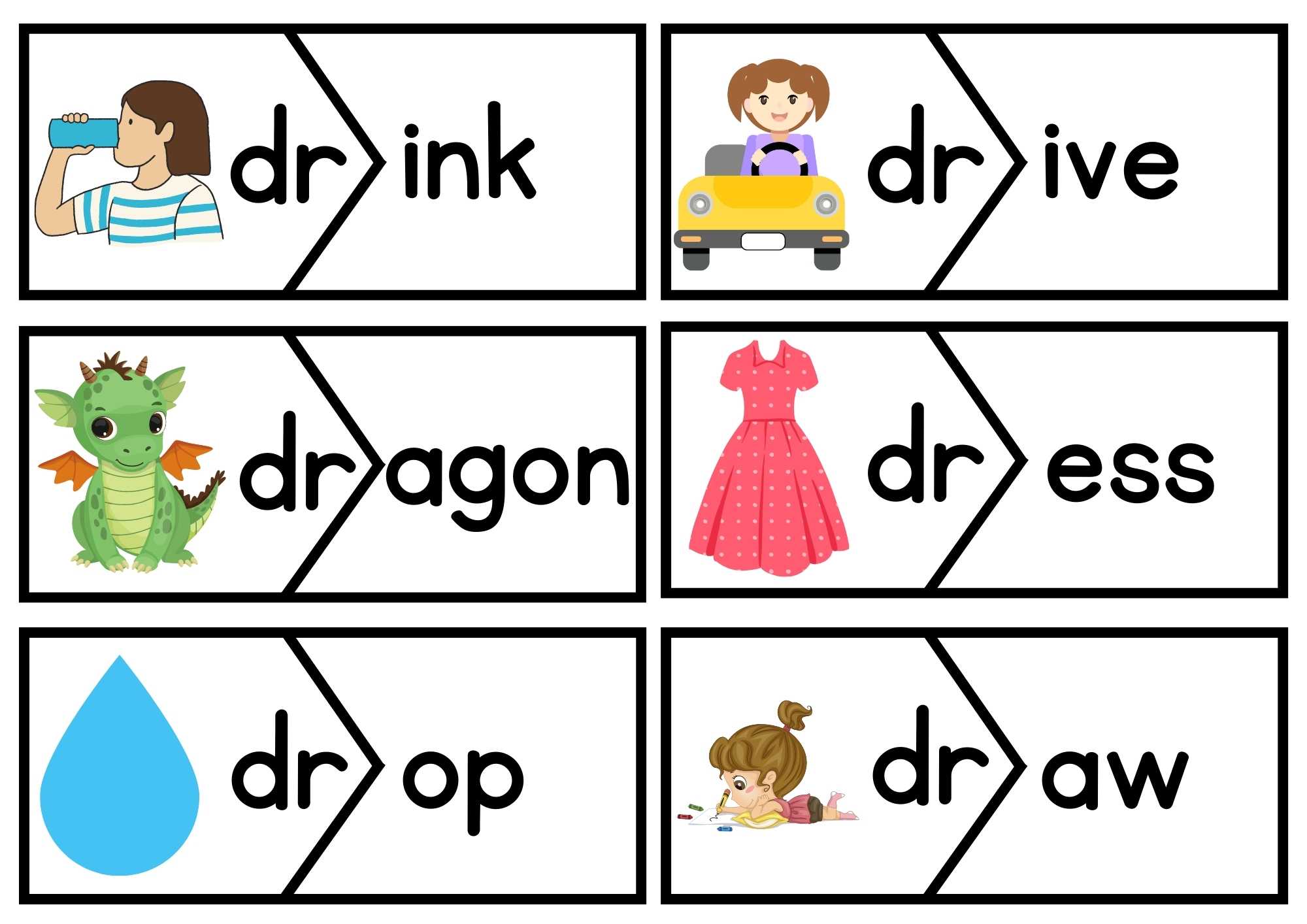 DR Beginning Blends Puzzle Match Phonics Set 1 - ezpzphonics.com