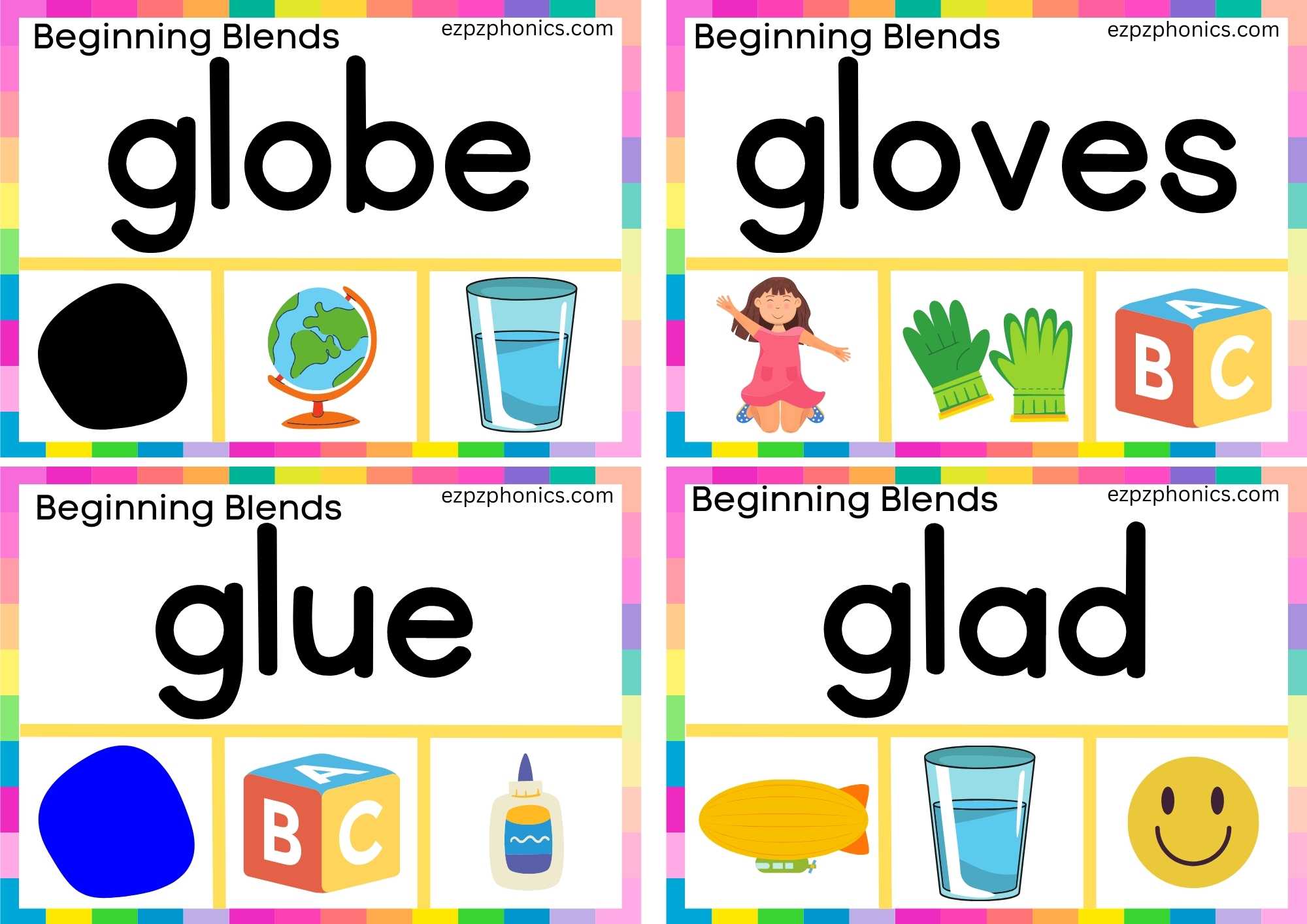 GL Beginning Blends Clip Cards Read The Words And Clip The Correct ...