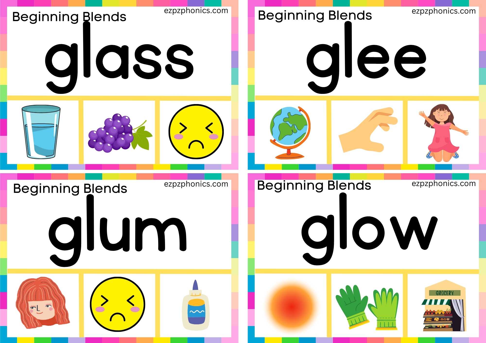 GL Beginning Blends Clip Cards Read The Words And Clip The Correct ...