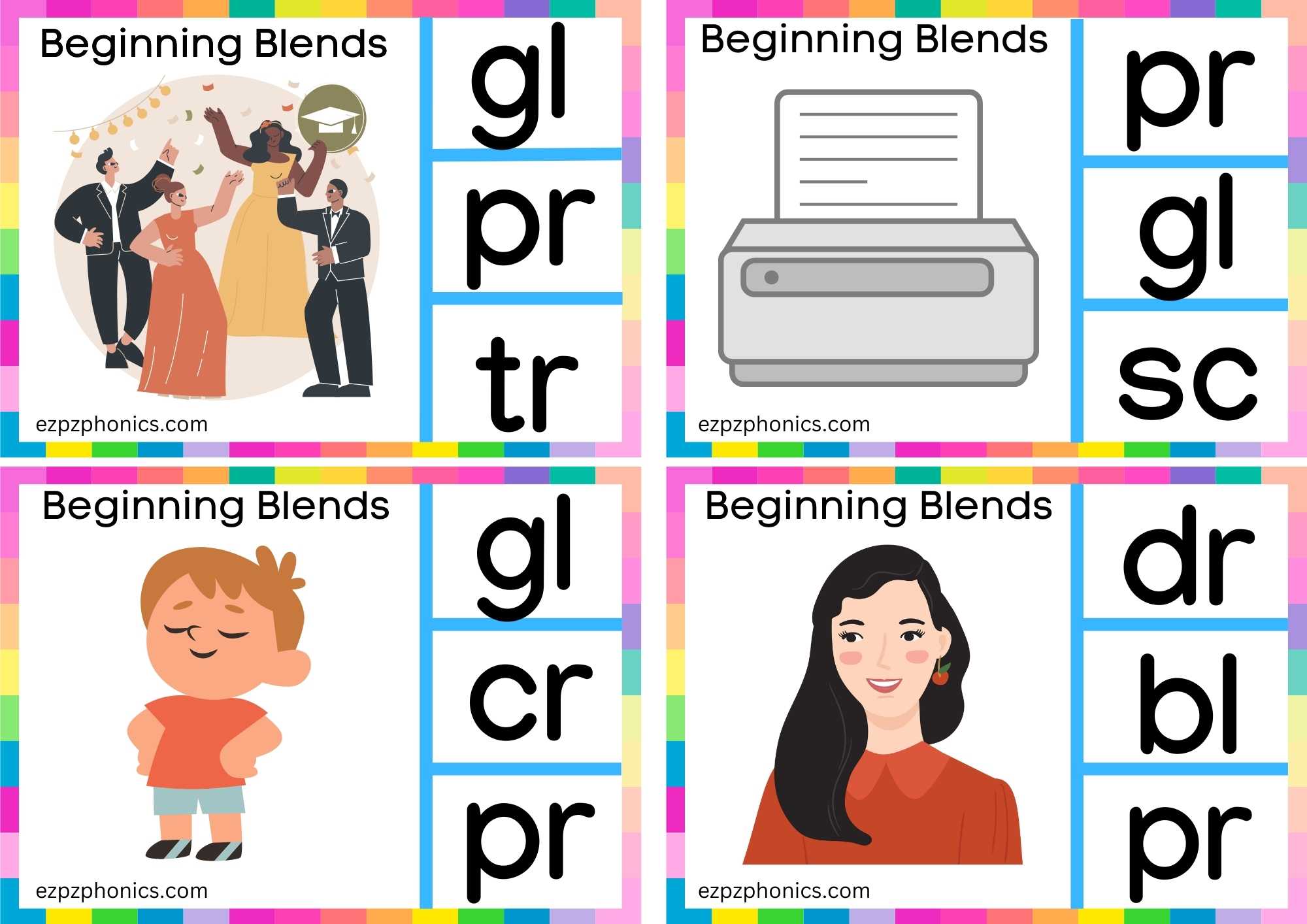 PR Beginning Blends Clip Cards Look At The Images And Clip The Correct ...