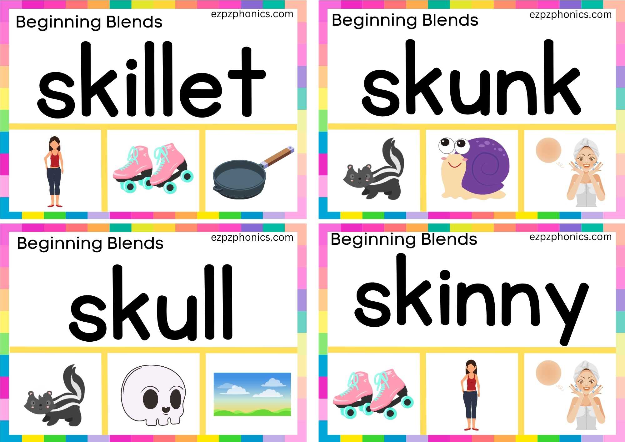 SK Beginning Blends Clip Cards Read The Words And Clip The Correct ...