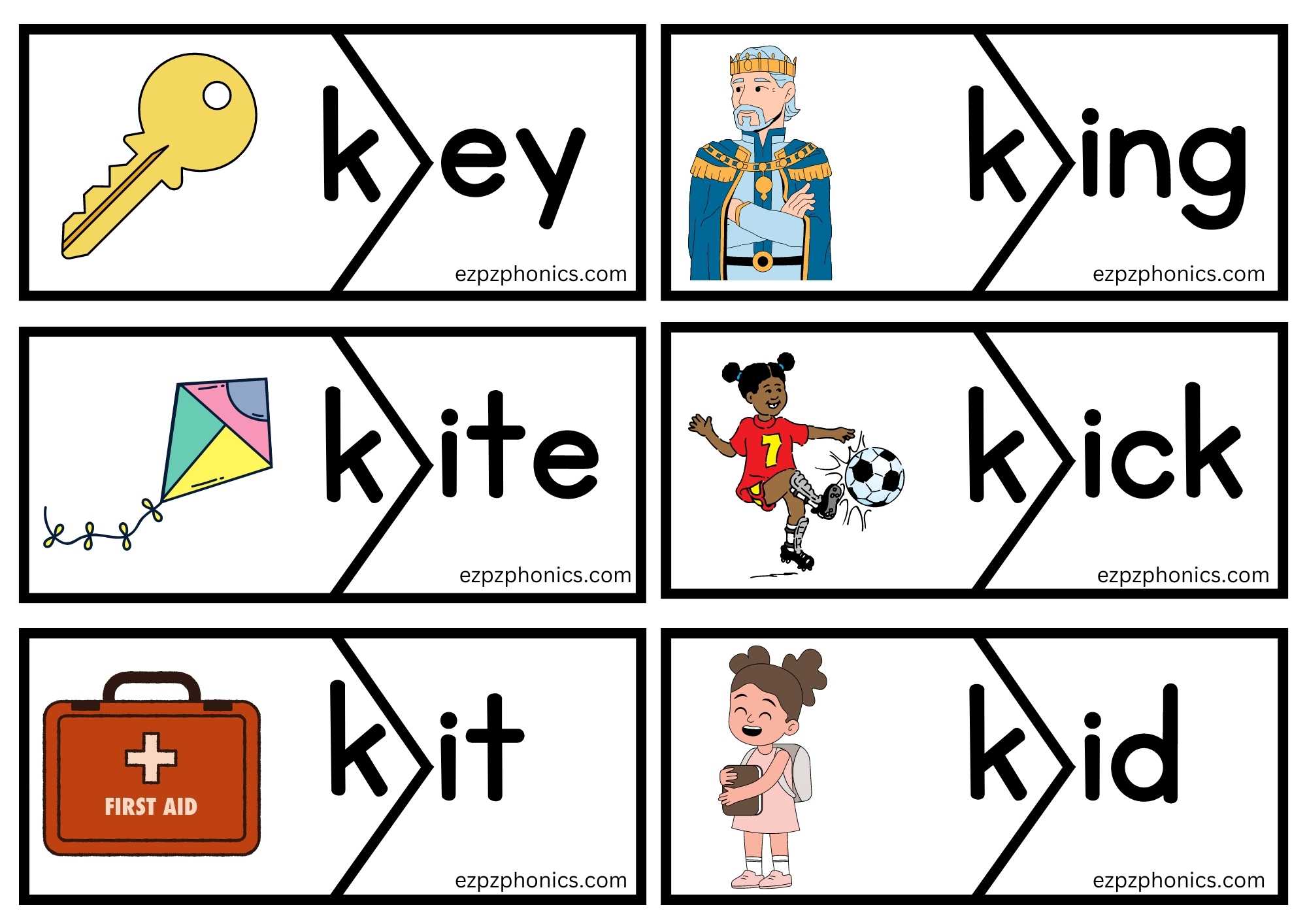 Letter K Puzzle Word Match 1 - ezpzphonics.com