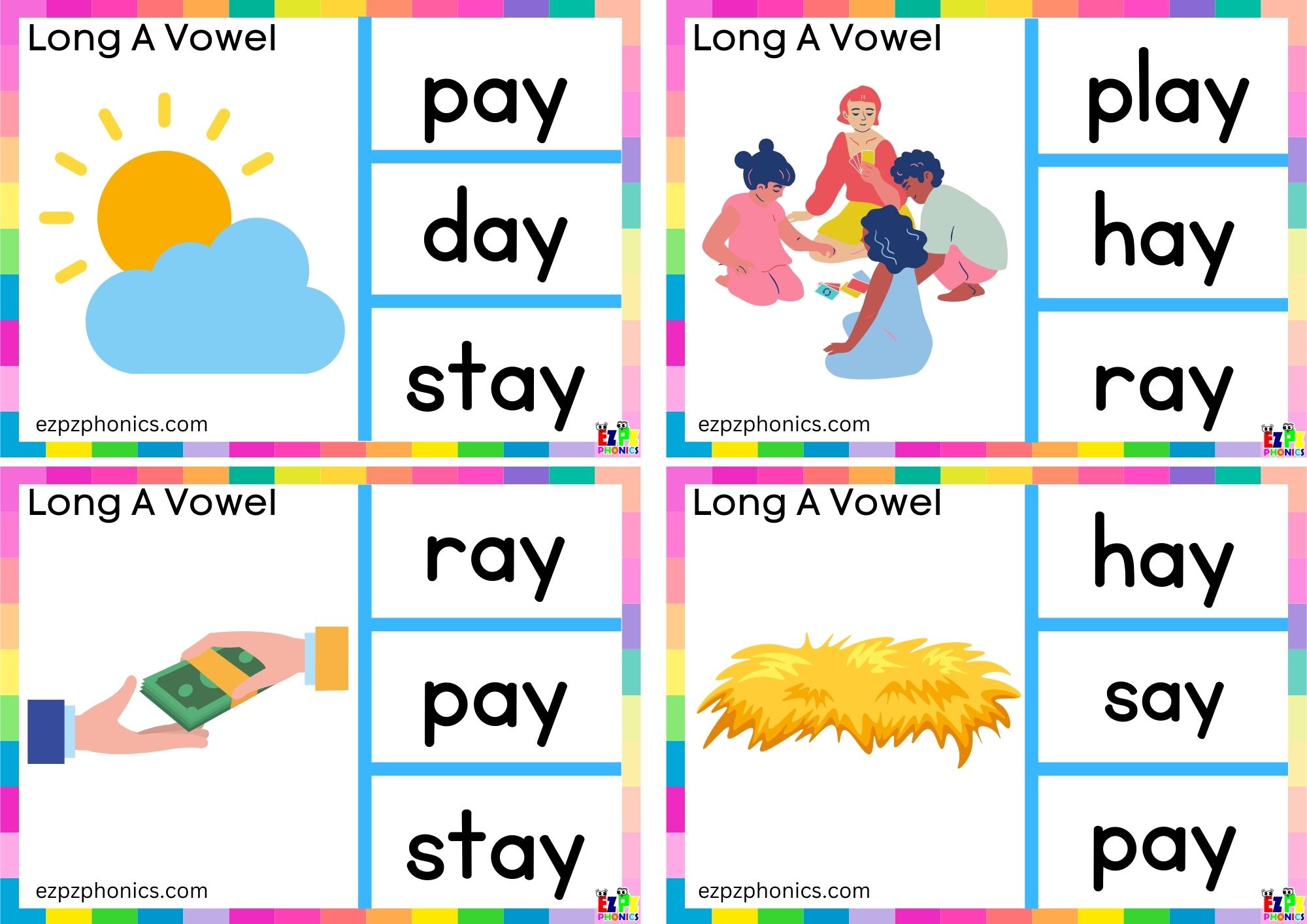 Long a vowel ay words Look at the image and clip the correct word Clip ...