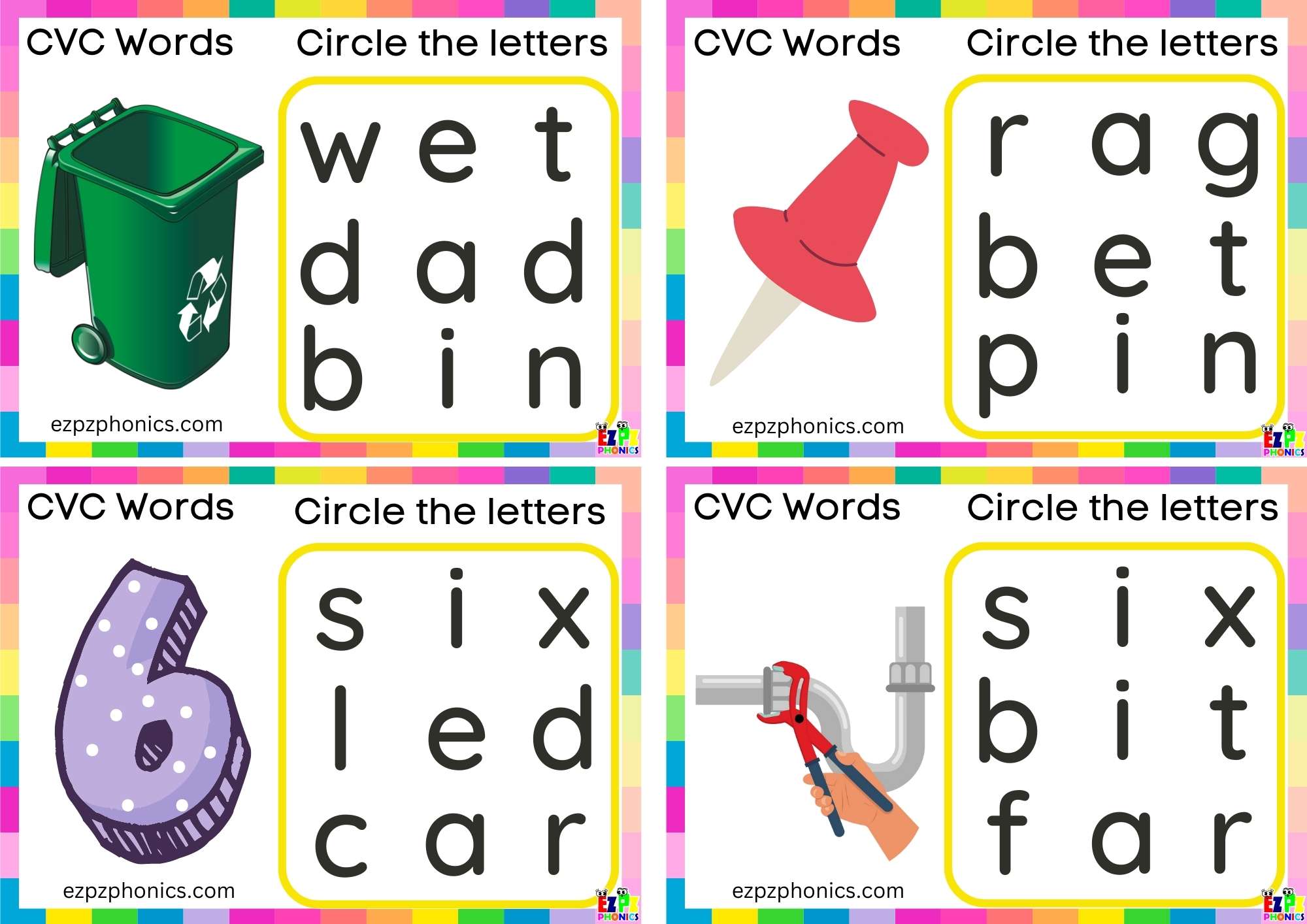 Short i Vowel CVC words Circle the letters to make the words 2 ...