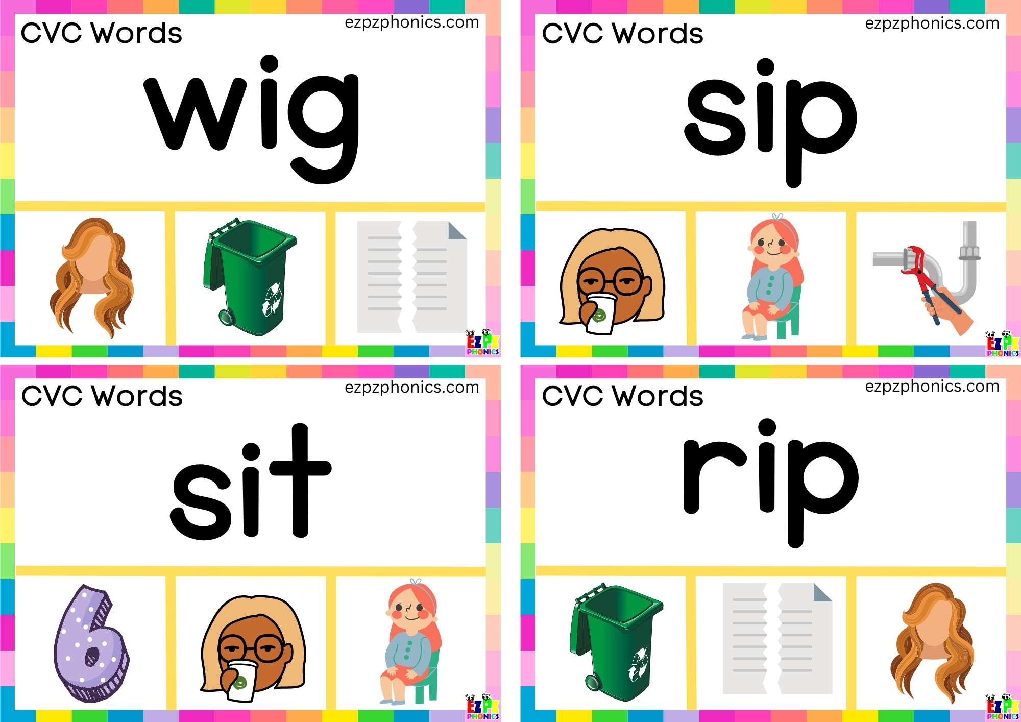 Short i Vowel CVC words Read the word and clip the image 1 ...