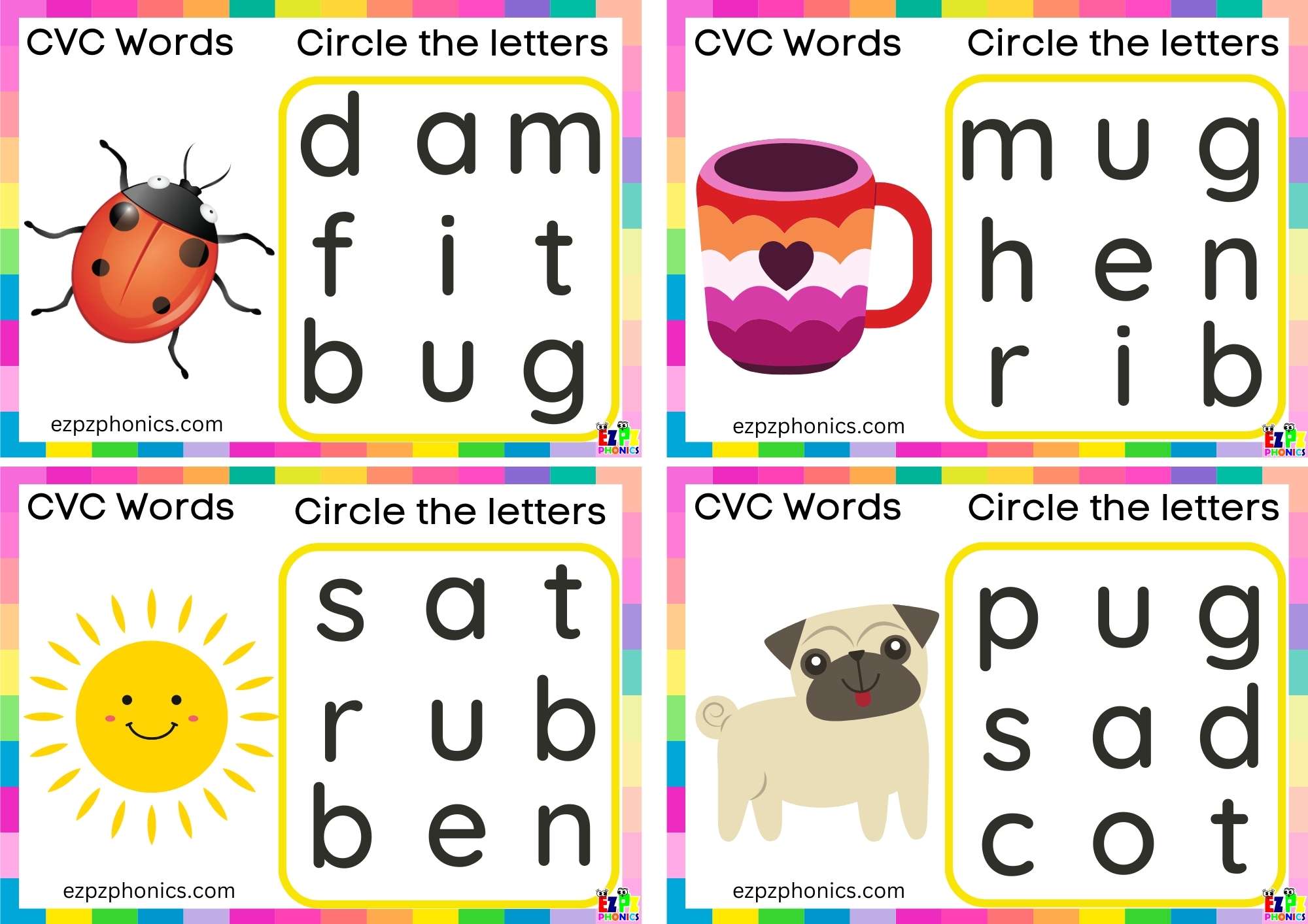 Short u Vowel CVC words Circle the letters to make the words 1 ...