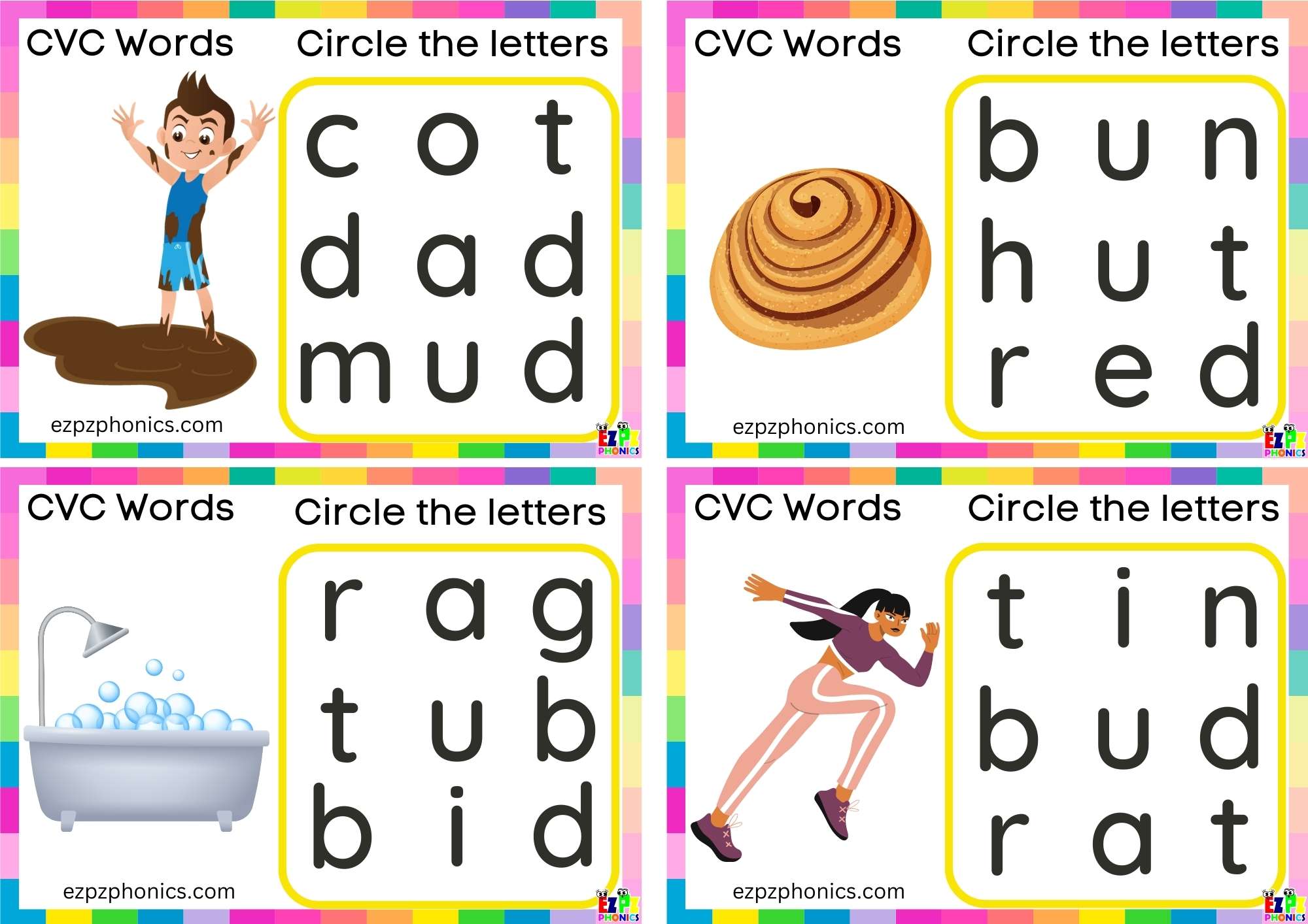 Short u Vowel CVC words Circle the letters to make the words 4 ...