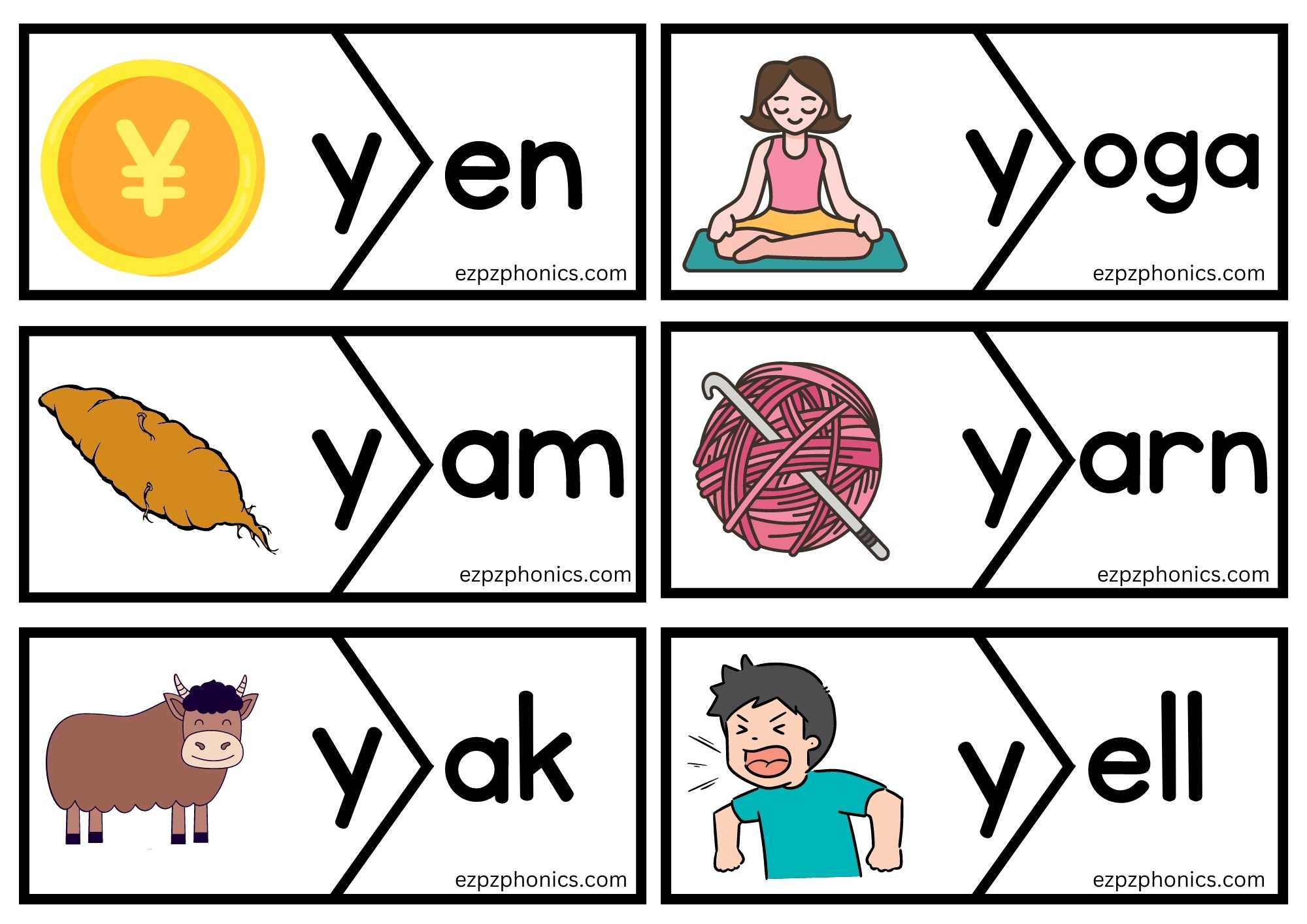 Letter Y Write And Find Beginning Sounds Worksheet - ezpzphonics.com