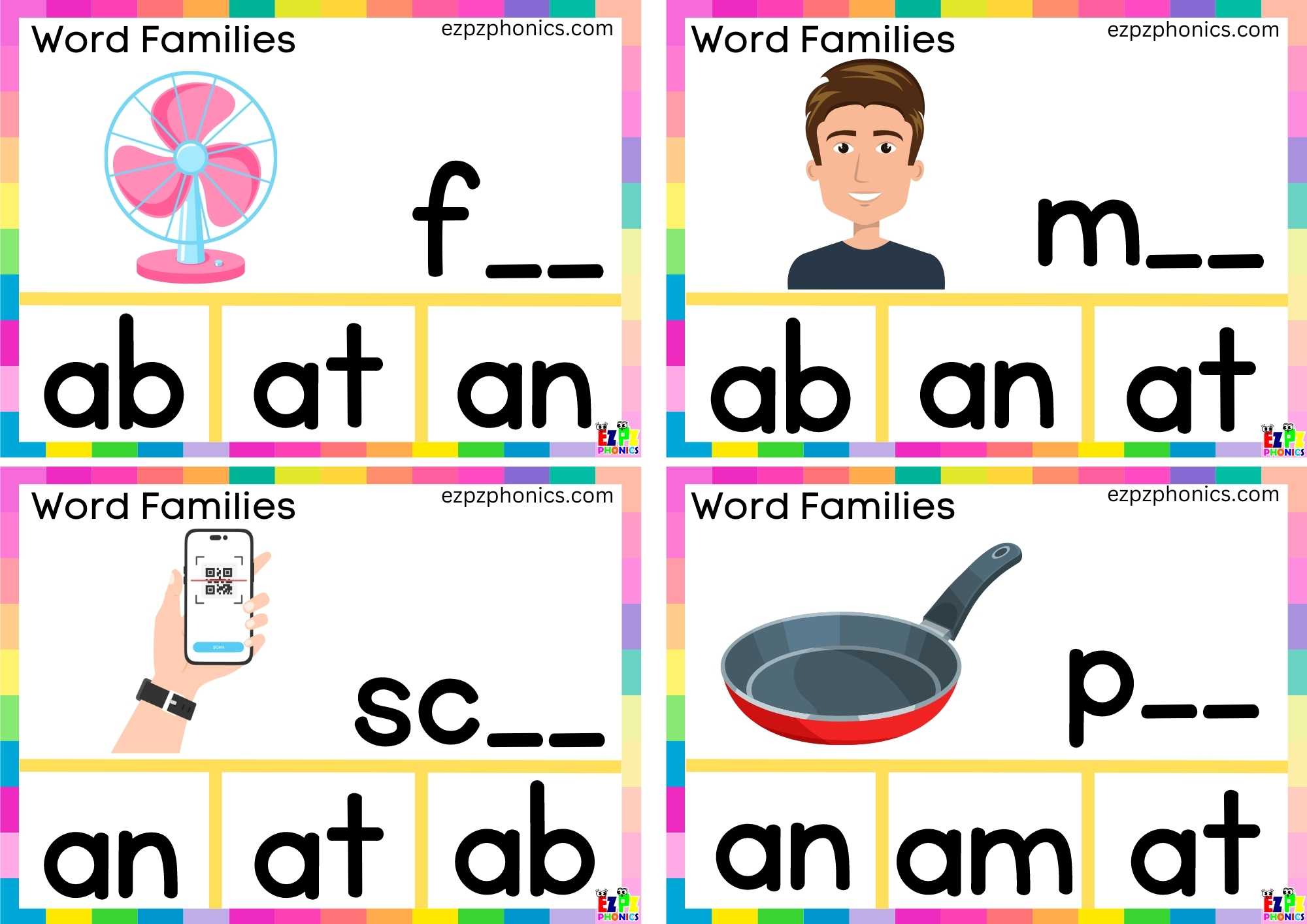 Word Family an Finish the word and clip the correct letters. Includes ...