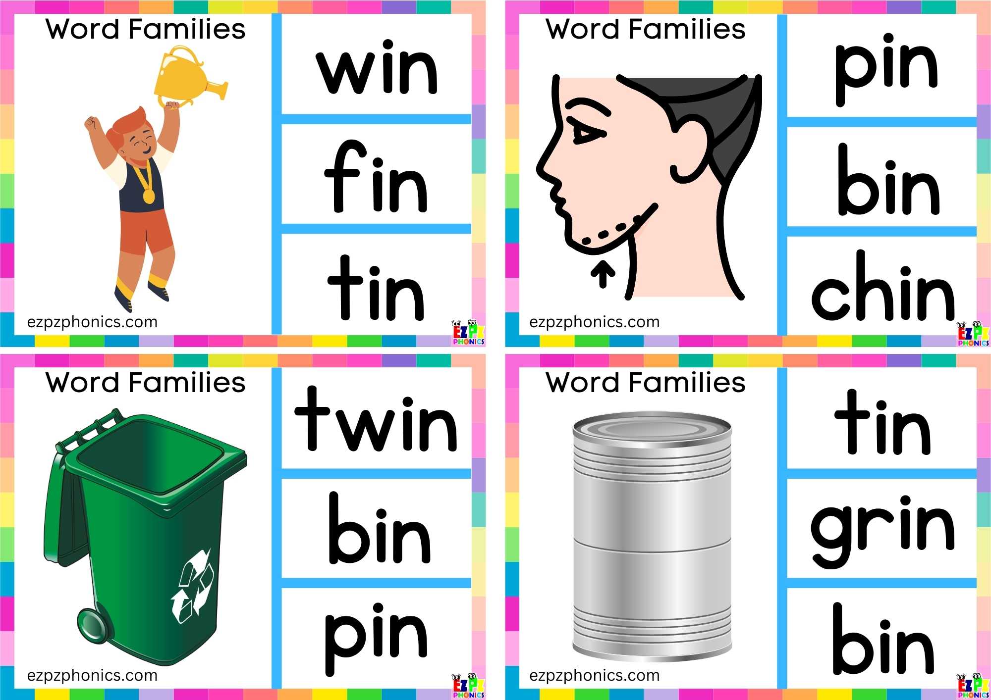 in Word Family Look at the image and clip the correct word clip cards ...