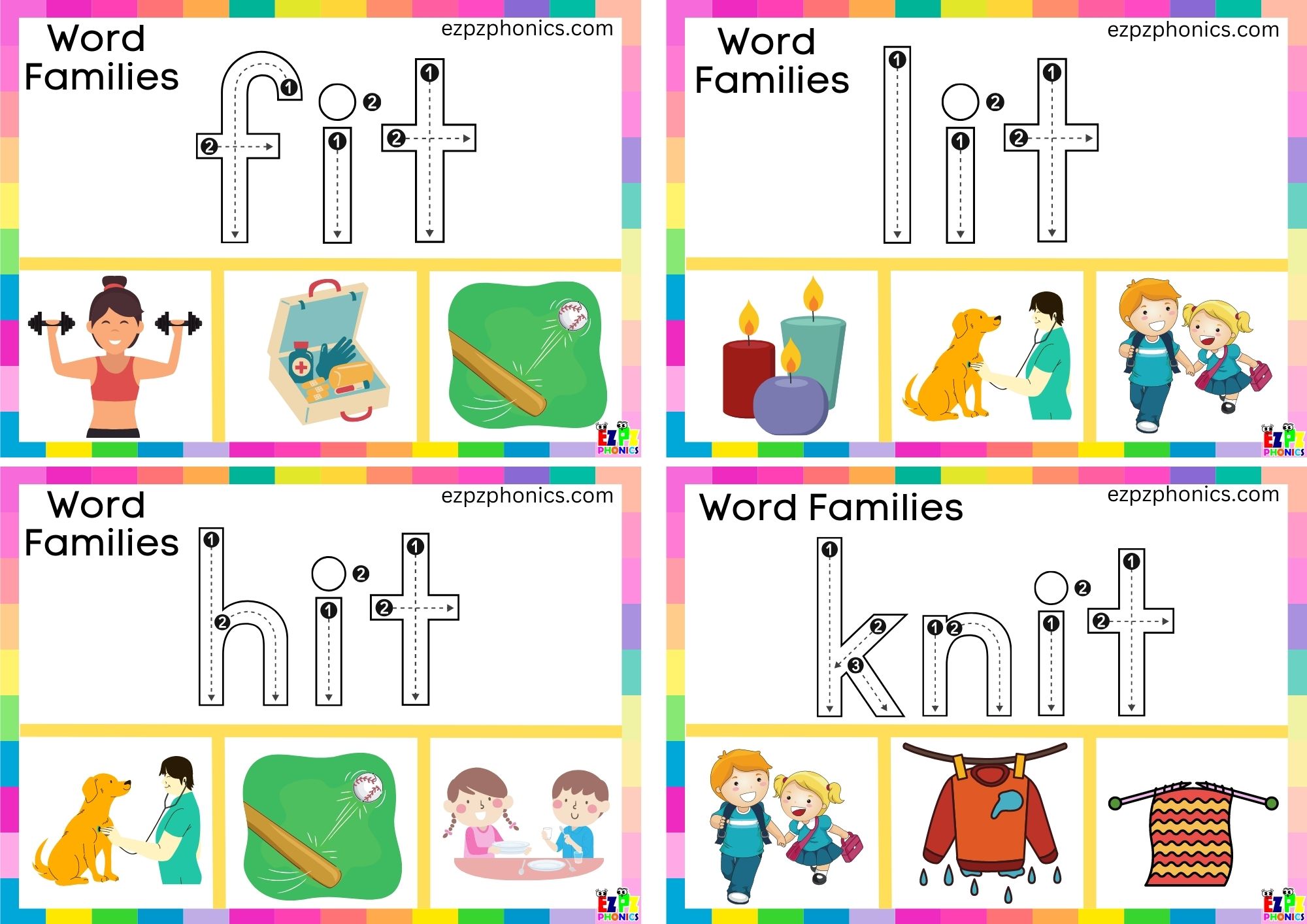 Word Family it trace the word and clip the correct image Clip cards ...