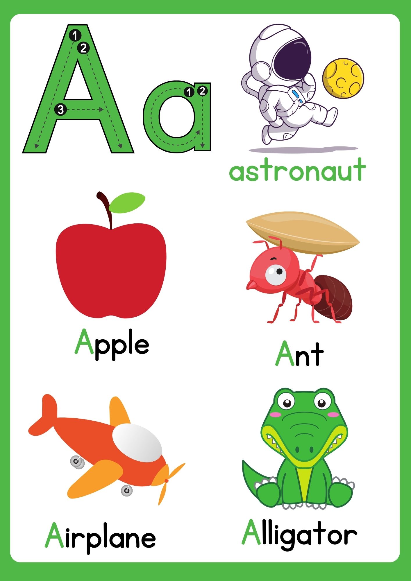 Letter a flashcard for group 3 - ezpzphonics.com