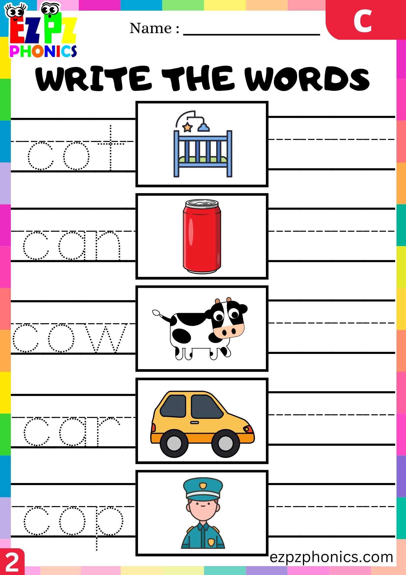 Group2 Letter C Write The Words Beginning Sounds Worksheet ...