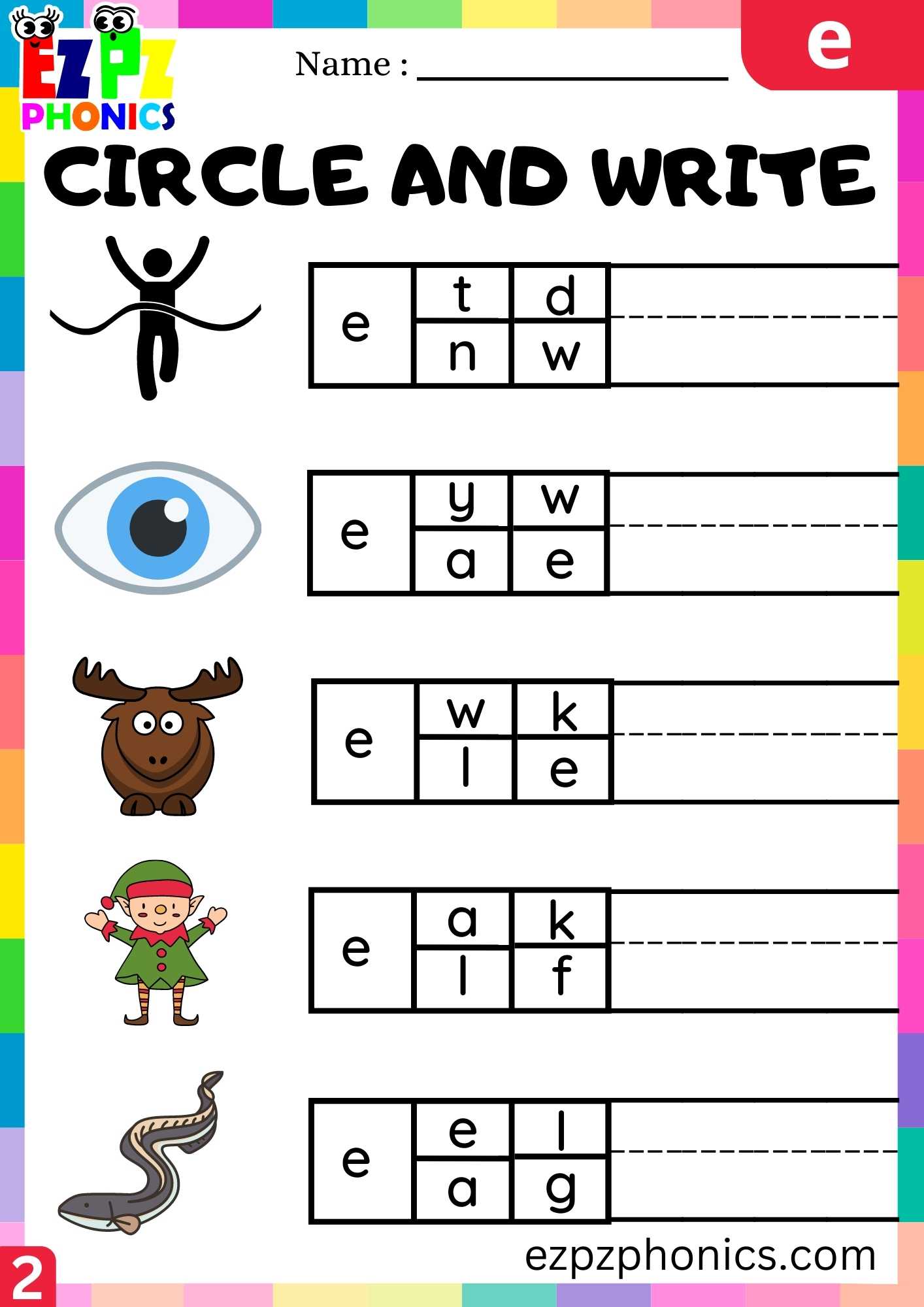 Group2 Letter E Circle And Write Beginning Sounds Worksheet ...