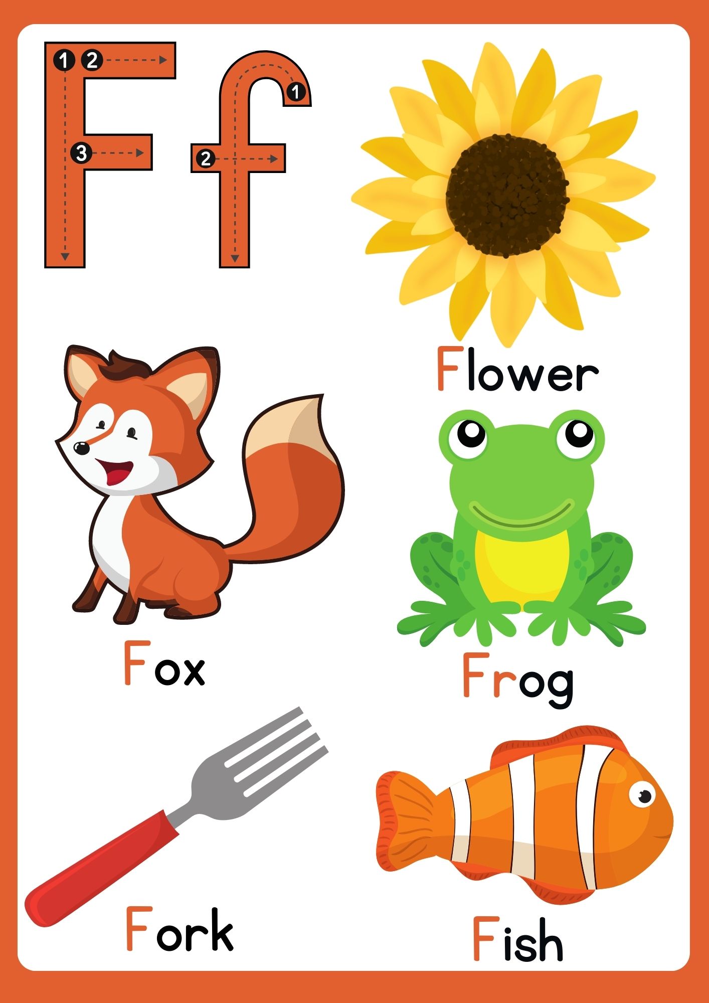 Letter f Flashcard with Words group 3 - ezpzphonics.com