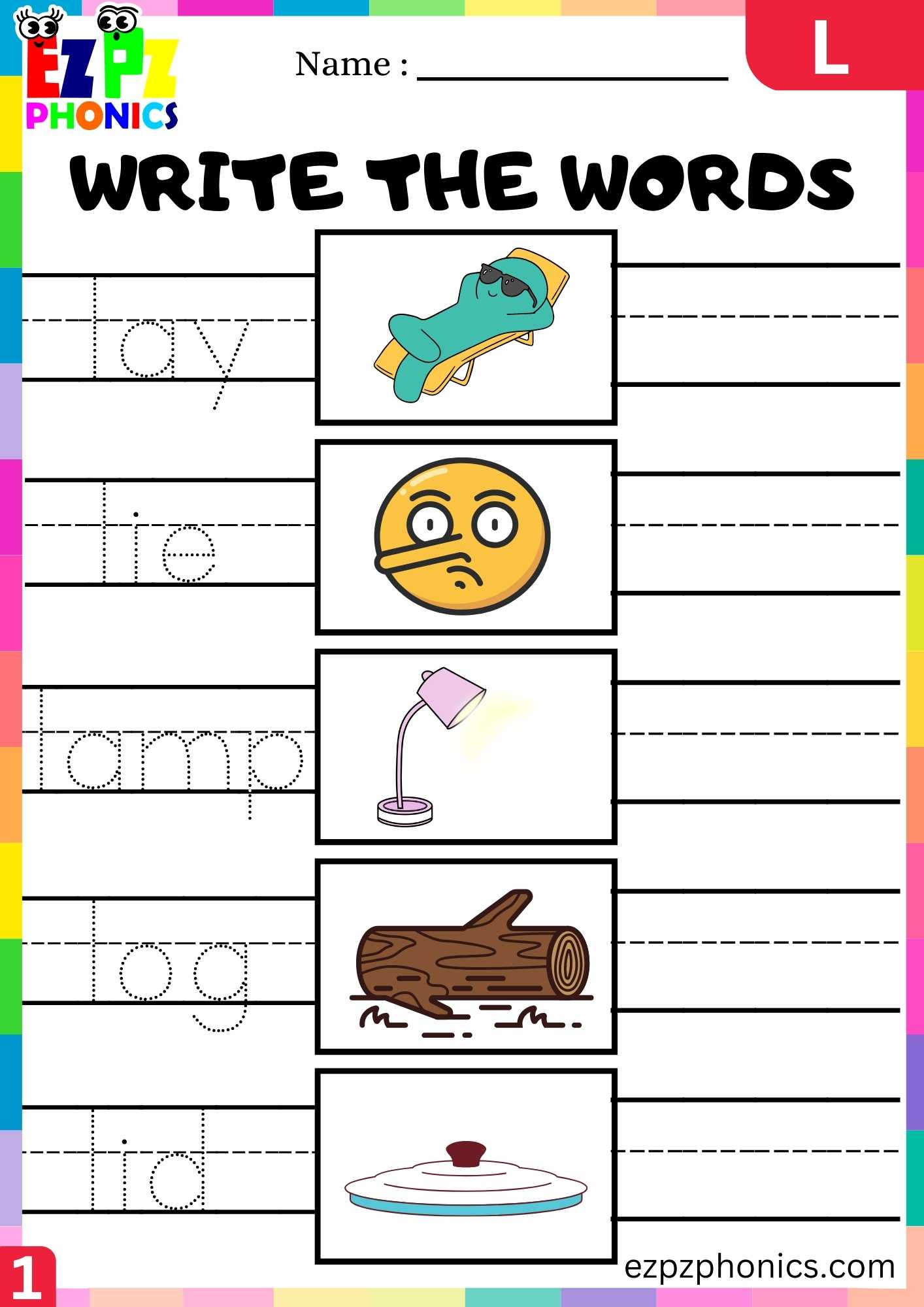 Letter L Write The Words Beginning Sounds Worksheet - ezpzphonics.com