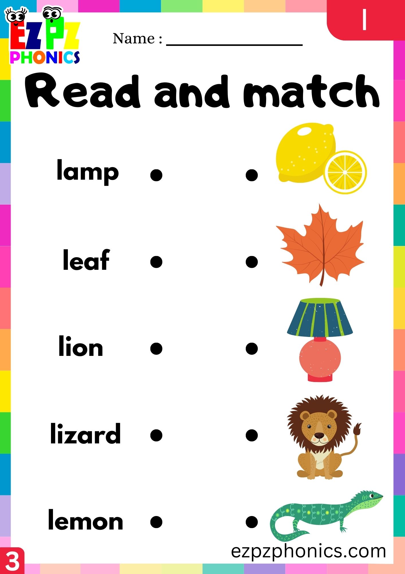 Letter l Read and Match the Images Phonics Activity Group 3 ...