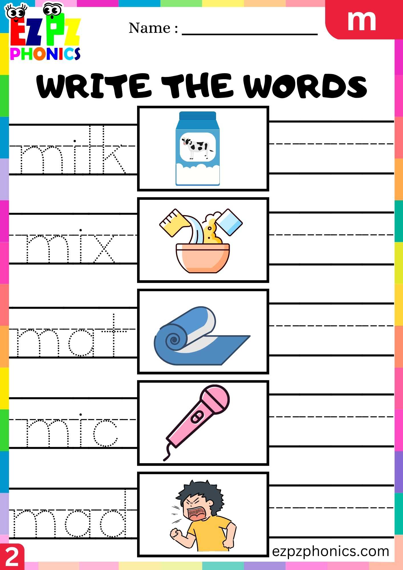 Group2 Letter M Write The Words Beginning Sounds Worksheet ...