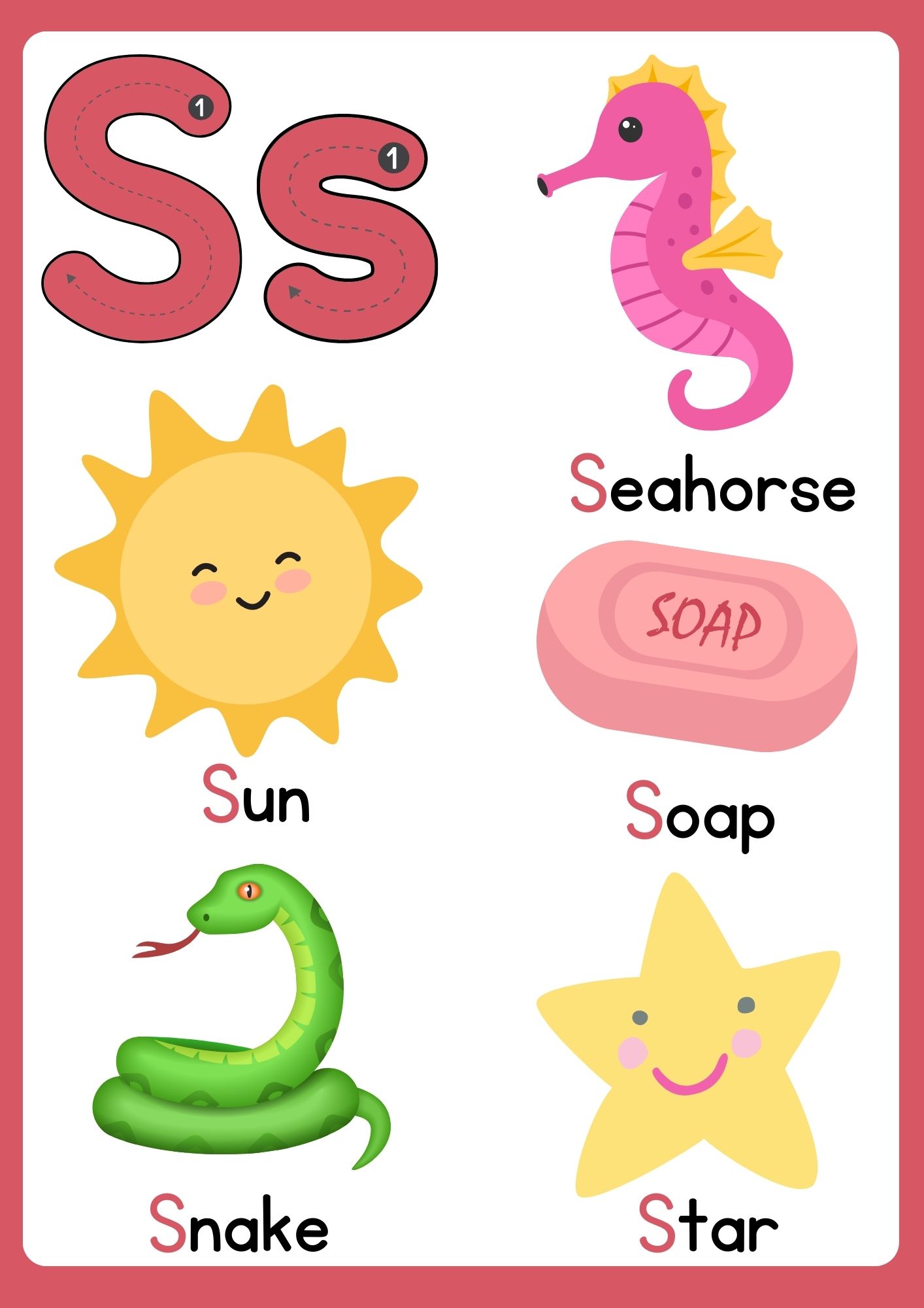 Letter s flashcard with words 3 - ezpzphonics.com