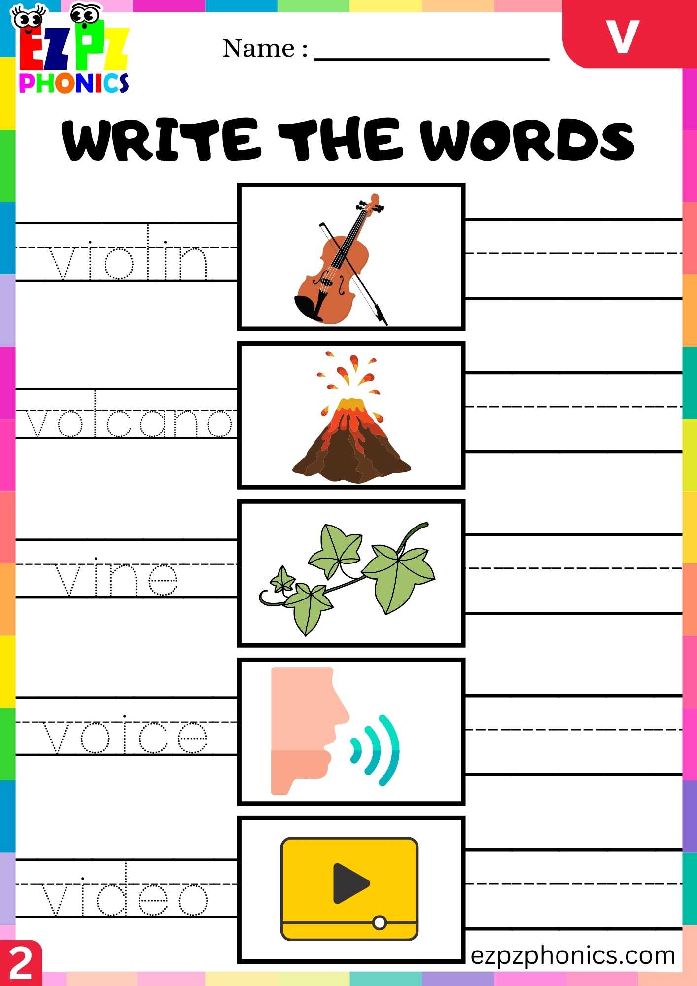 Group2 Letter V Write The Words Beginning Sounds Worksheet ...