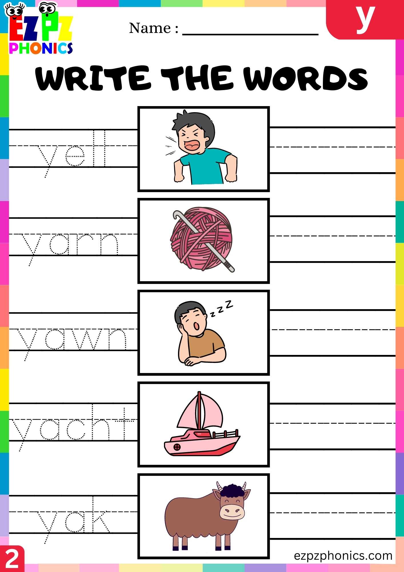 Group2 Letter Y Write The Words Beginning Sounds Worksheet ...