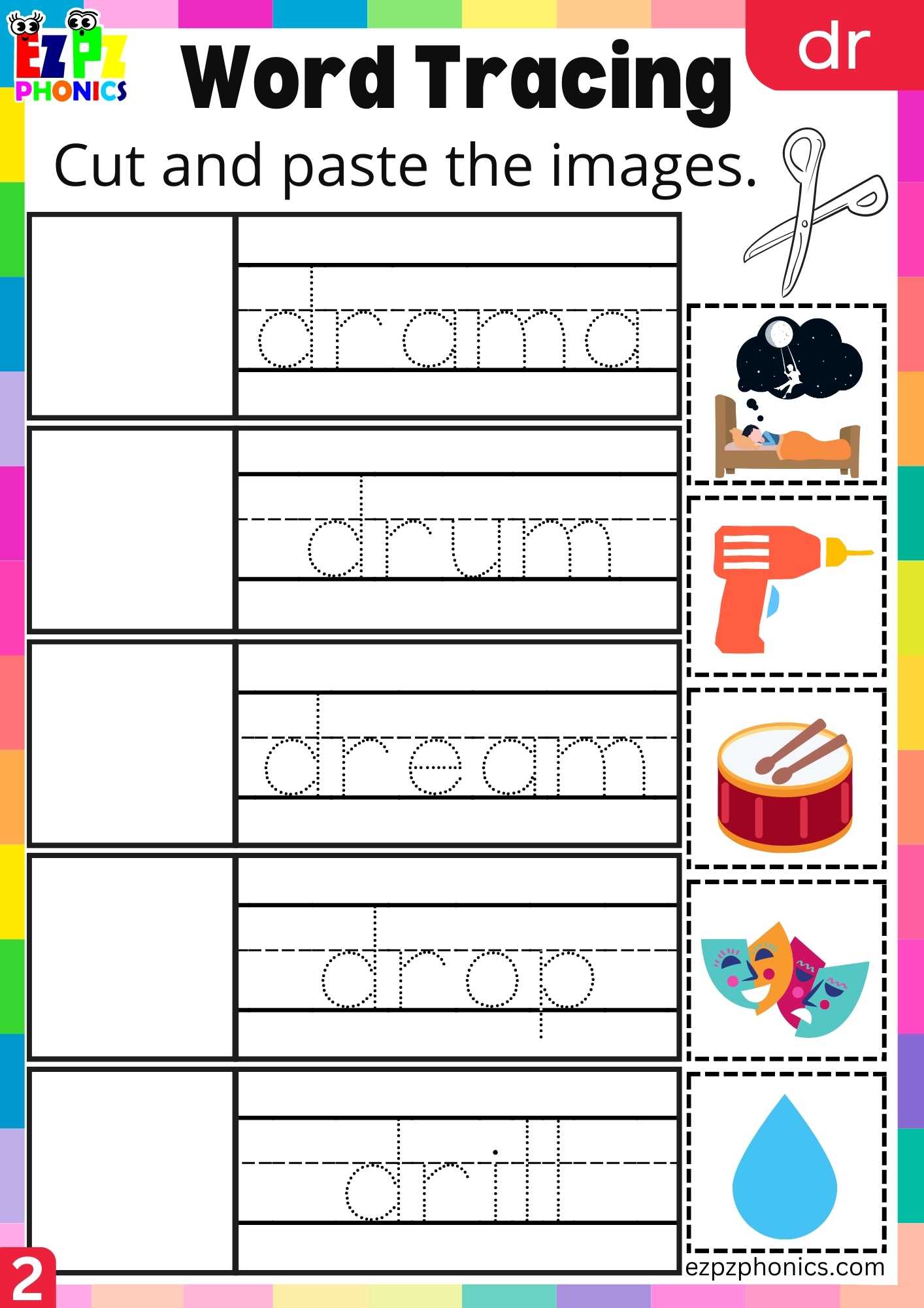 Group2 DR Words Cut And Paste The Images Phonics Consonant Blends ...