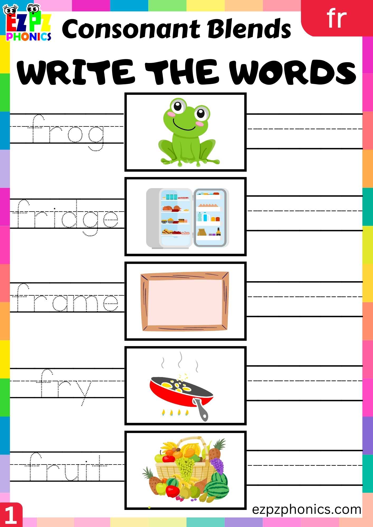 Group1 FR Words Write The Words Phonics Consonant Blends Worksheet ...