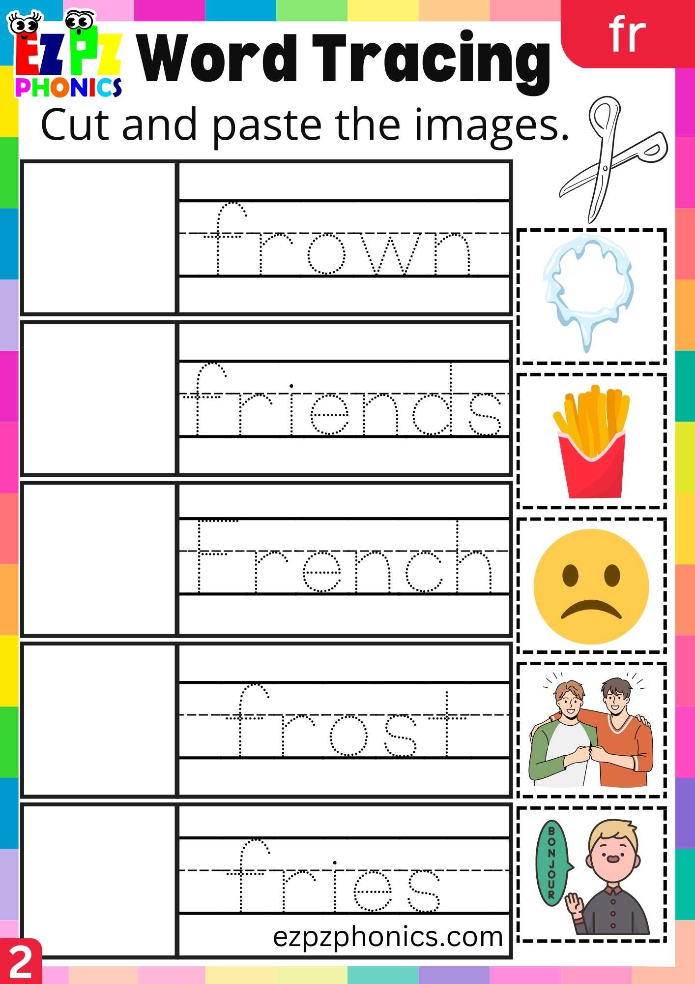 Group2 FR Words Cut And Paste The Images Phonics Consonant Blends ...