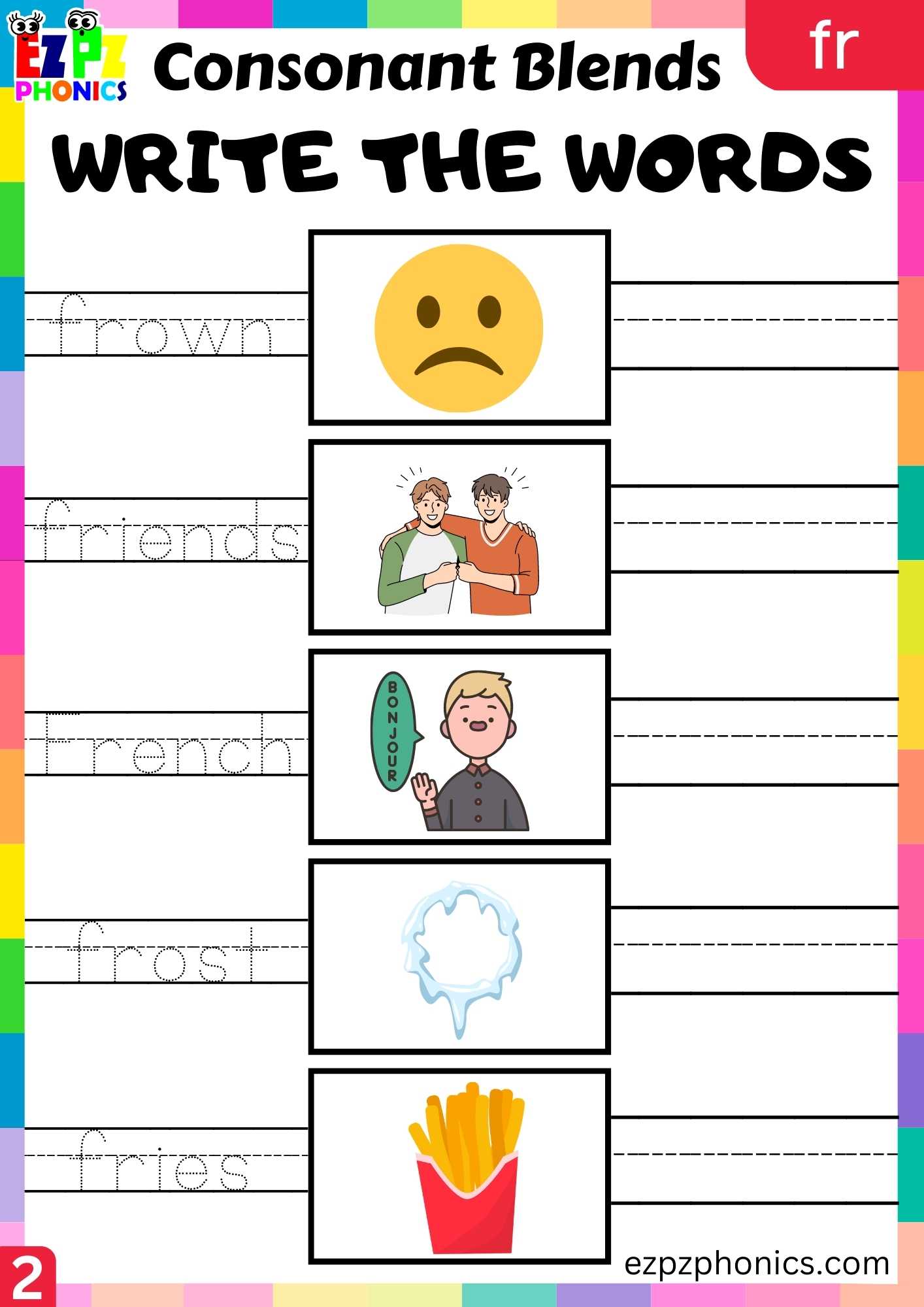 Group2 FR Words Write The Words Phonics Consonant Blends Worksheet ...