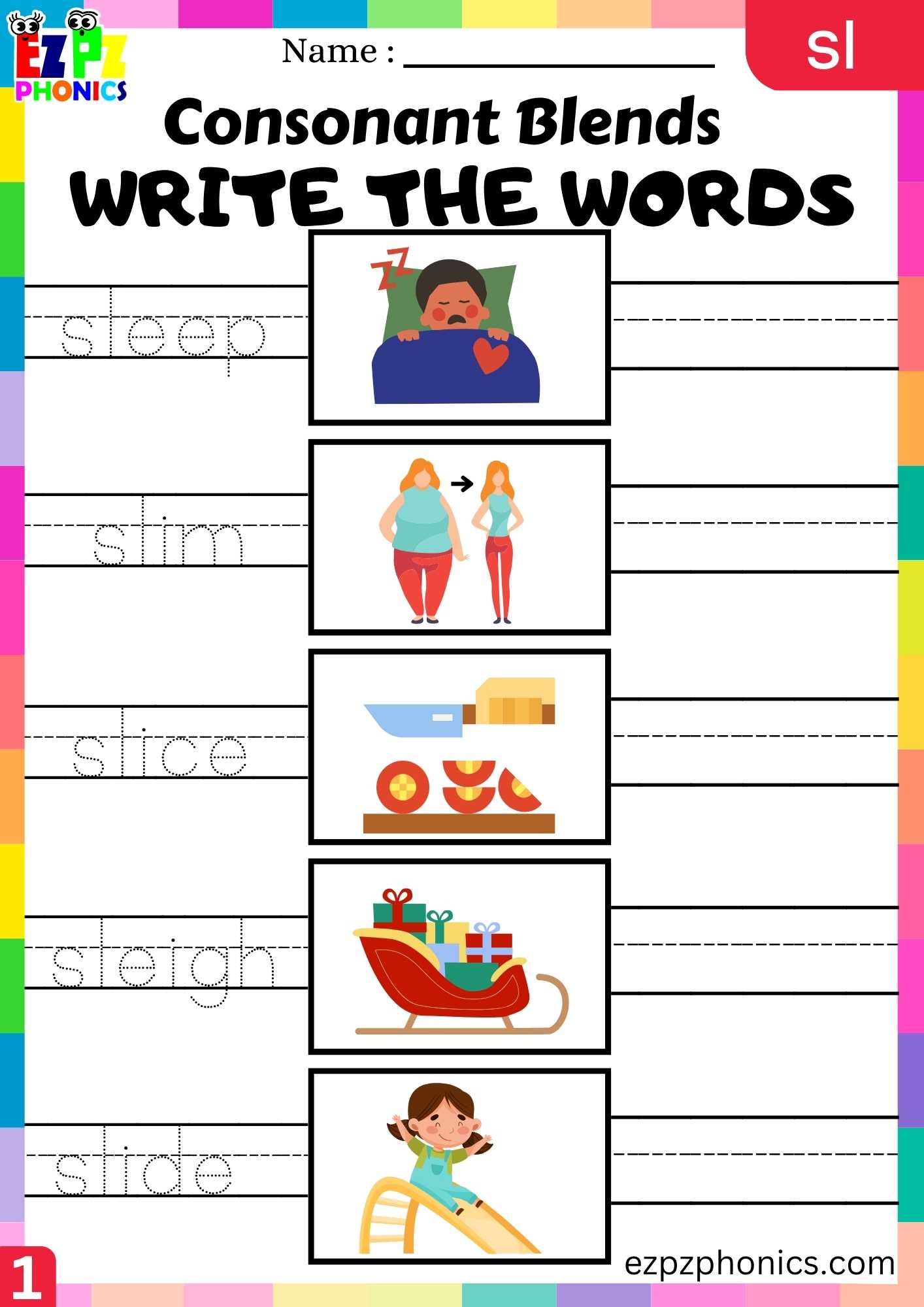 Group1 SL Words Write The Words Phonics Consonant Blends Worksheet ...