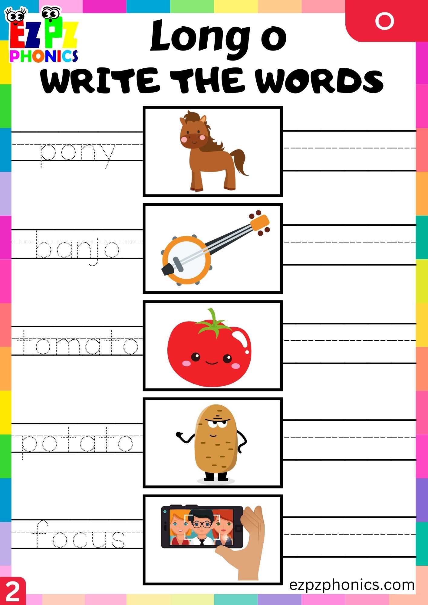 Group2 O Words Write The Words Long O Phonics Worksheet - ezpzphonics.com