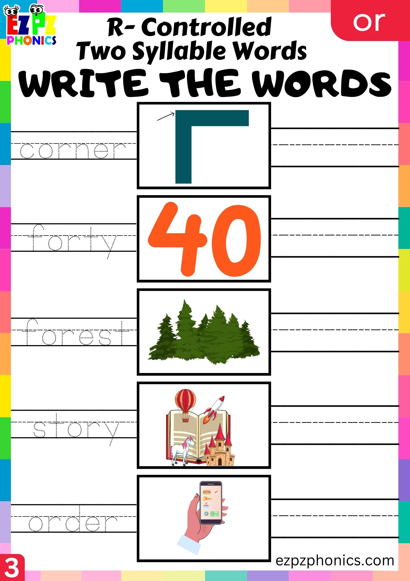 Write the words worksheet for two syllable or words R Controlled Vowels ...