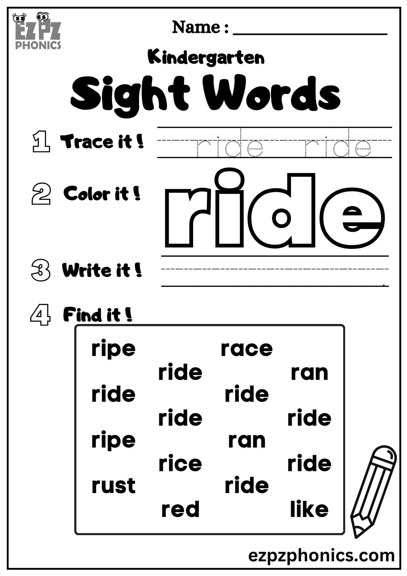 Sight Word Ride
