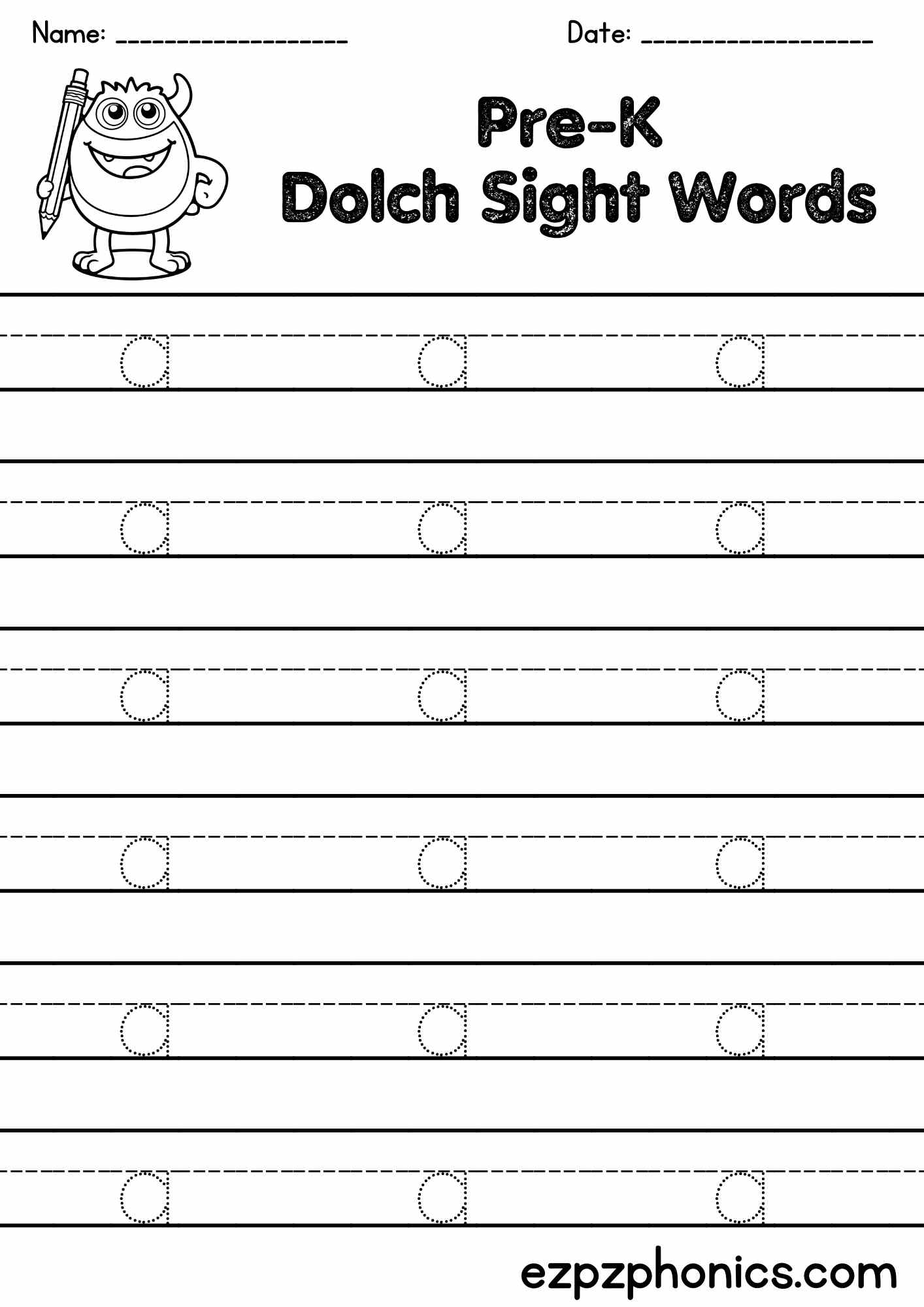 "a" Sight Word Tracing Worksheet Pre Kindergarten – Free PDF Download ...