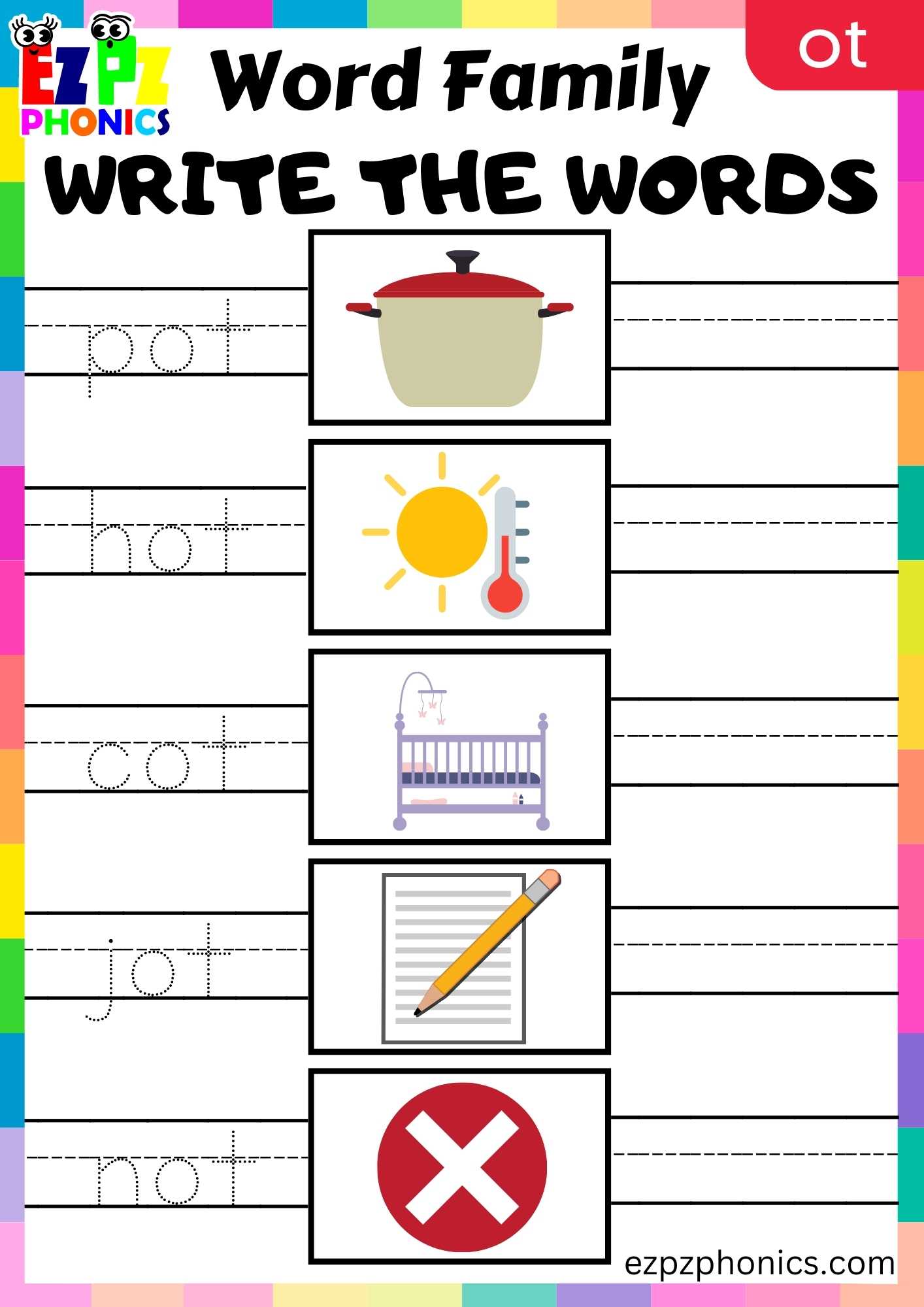 OT Words Write The Words Phonics Word Families Worksheet ezpzphonics com OT Words Write The Words Phonics Word Families Worksheet ezpzphonics com
